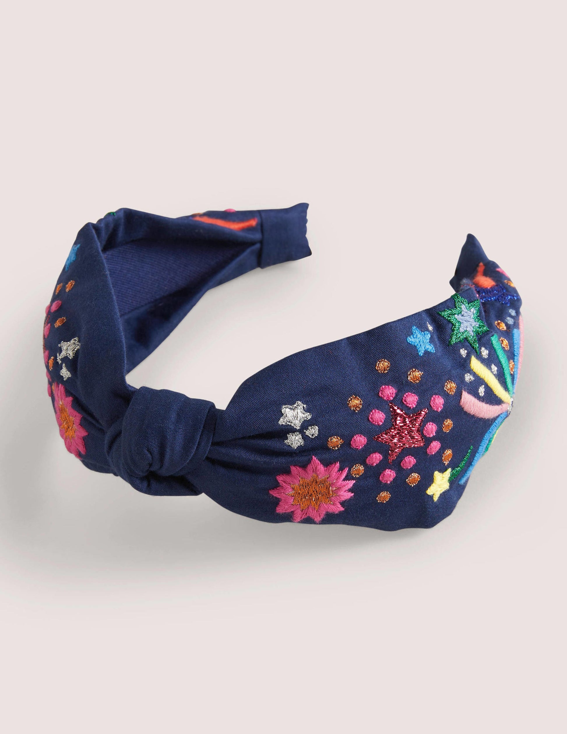 Twisted Knot Headband-Navy Fireworks-2
