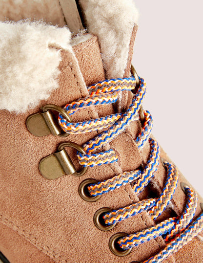 Cosy Lace Up Boots-Tan-3