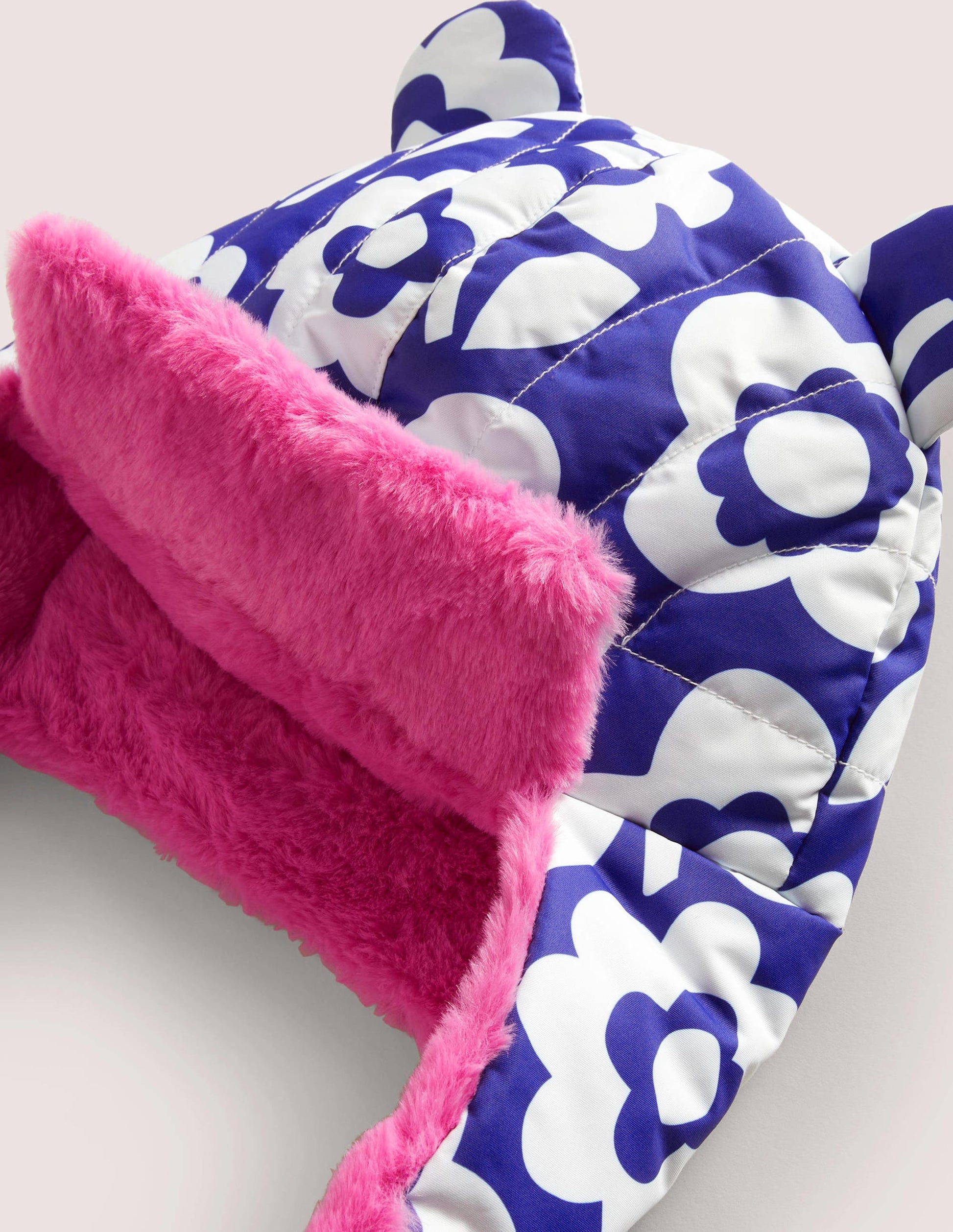 Ear Flap Hat-Blue/Ivory Floral-3