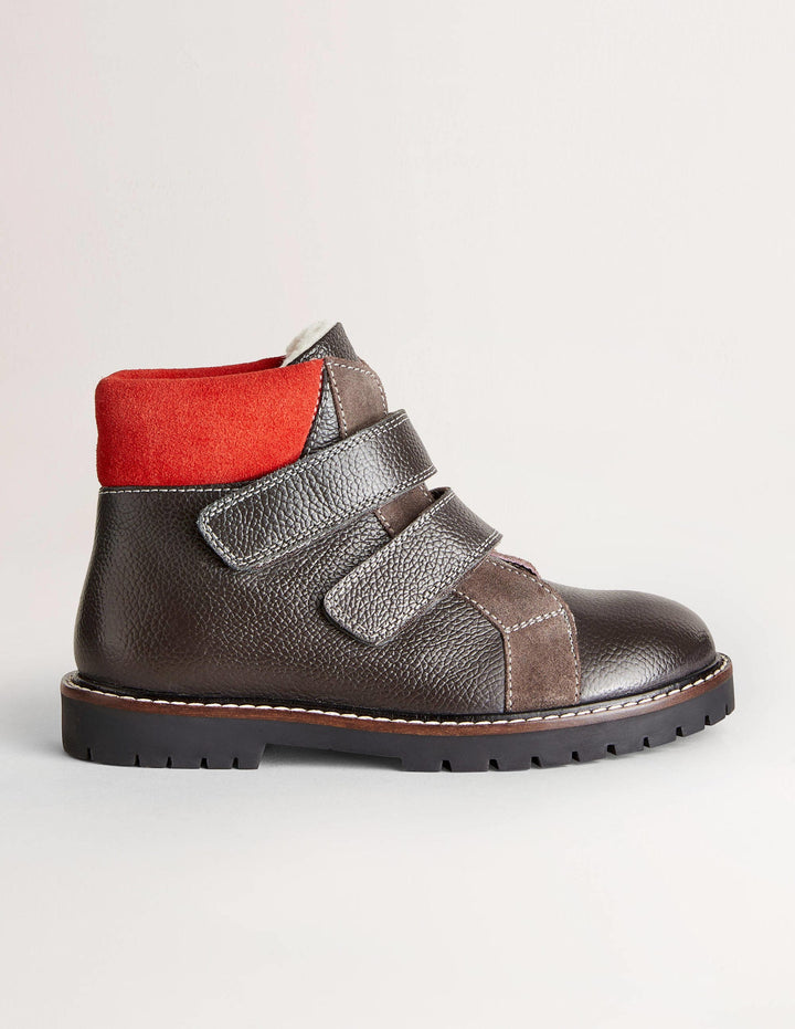 Cosy Leather Boots-Dark Grey