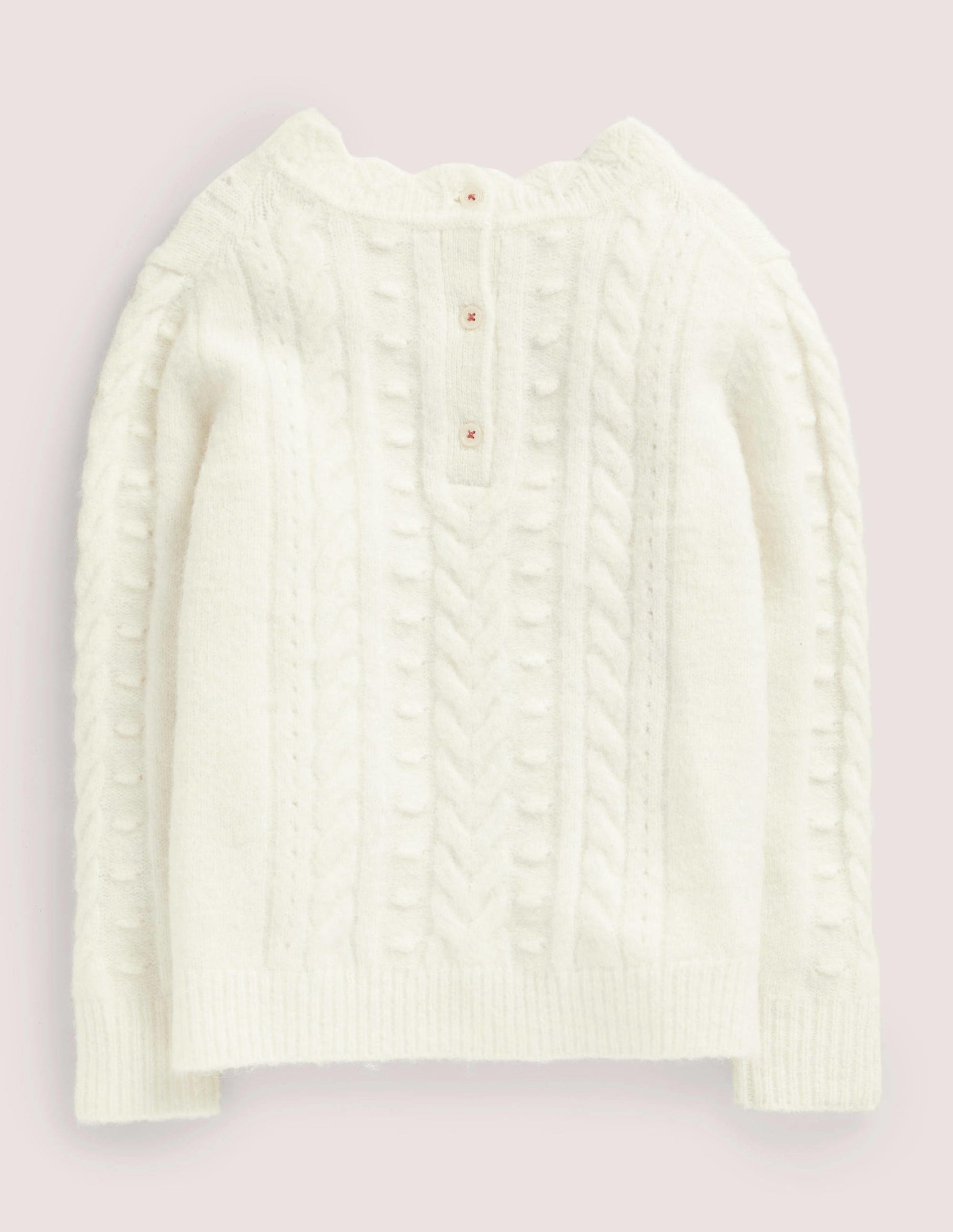 Pointelle Cable Jumper-Ecru Marl-2
