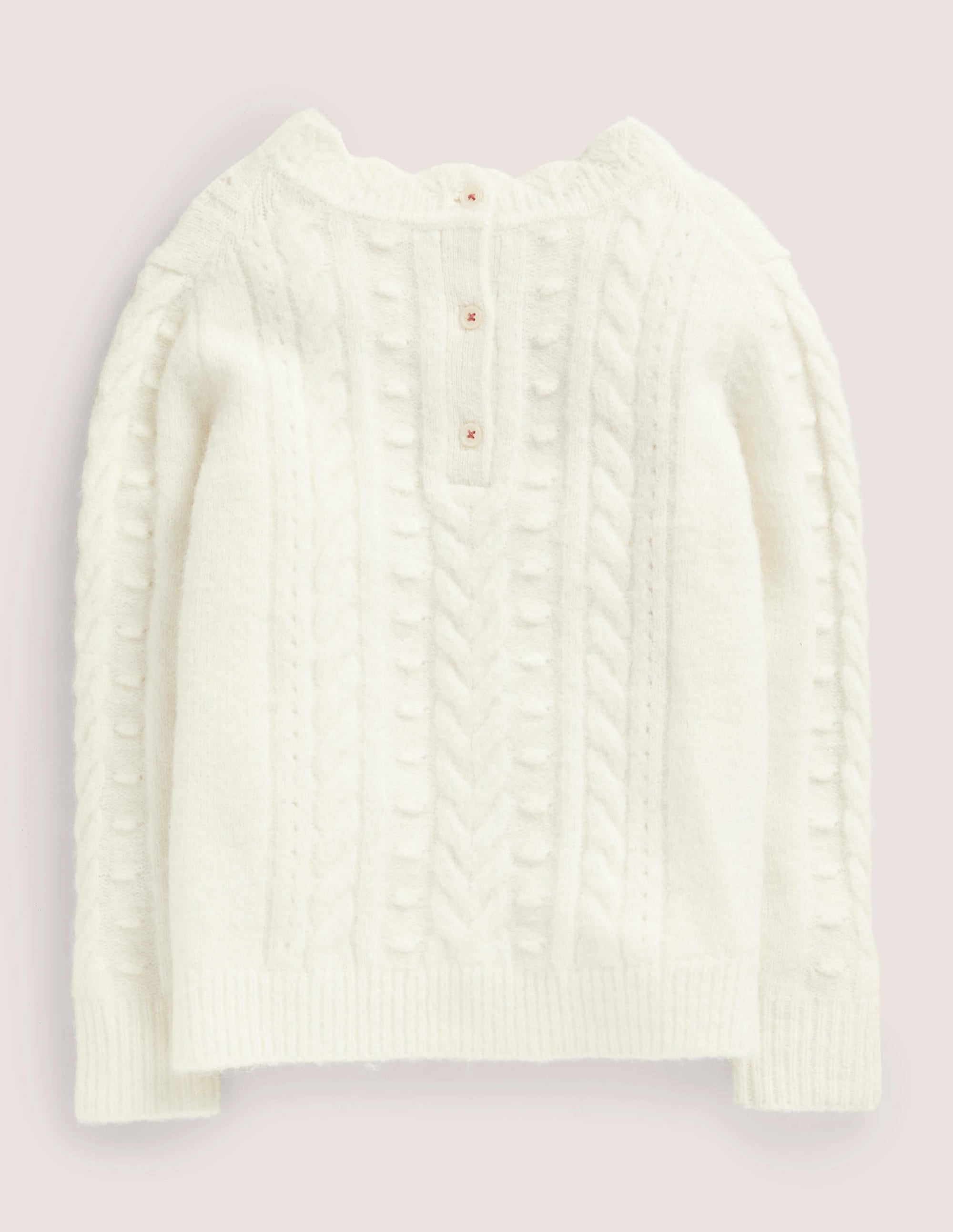 Pointelle Cable Jumper-Ecru Marl - Image 2