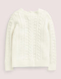Pointelle Cable Jumper-Ecru Marl