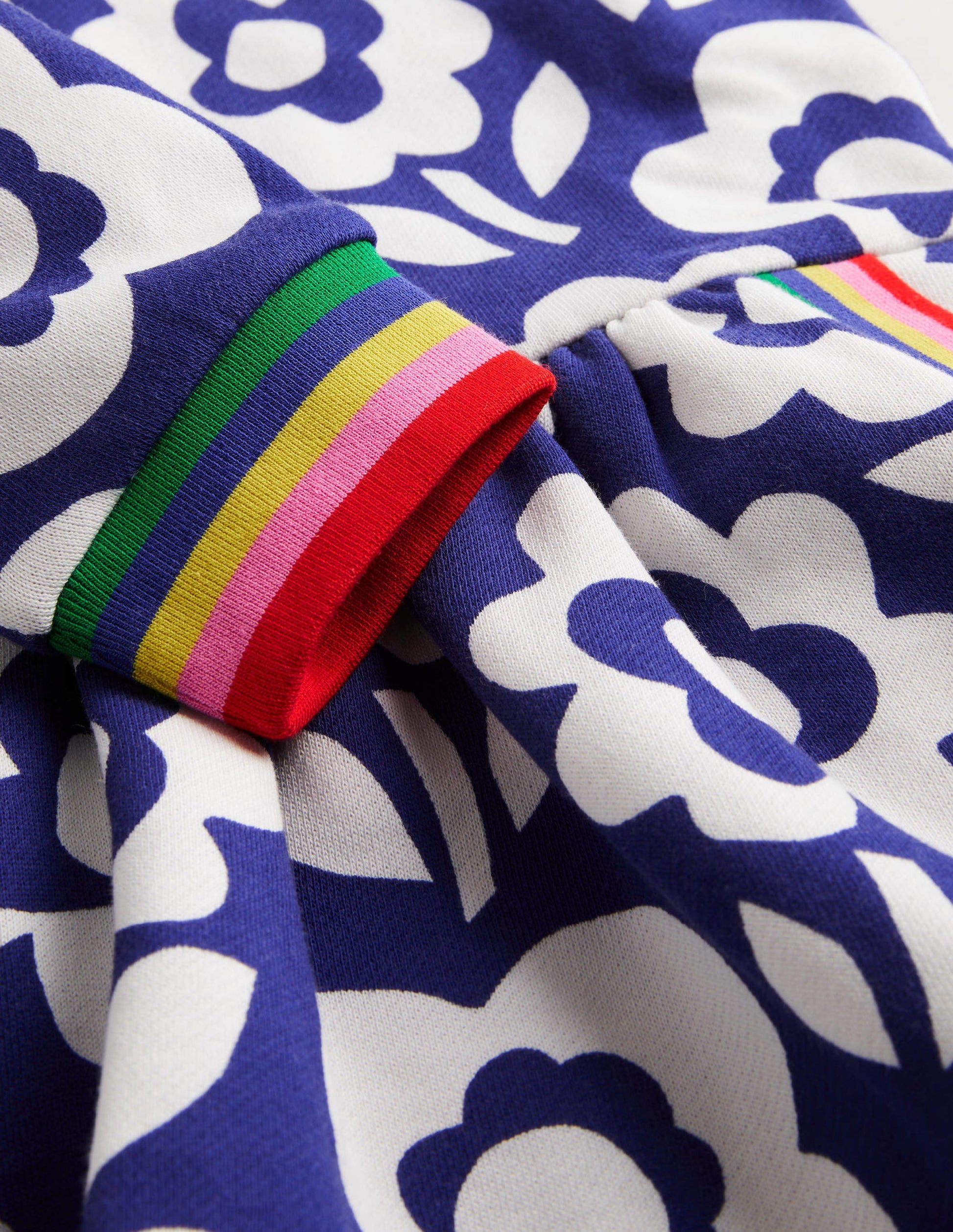 Cosy Printed Sweatshirt Dress-Bluing Blue Ski Floral-3