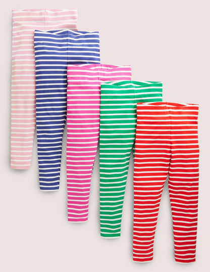 5-Pack Multi-Coloured Stripe Leggings-Multi Stripe-1