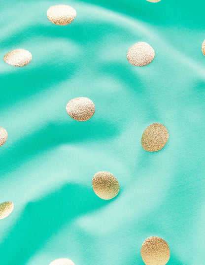 Cross-back Printed Swimsuit-Light Green Gold Foil Spot-3