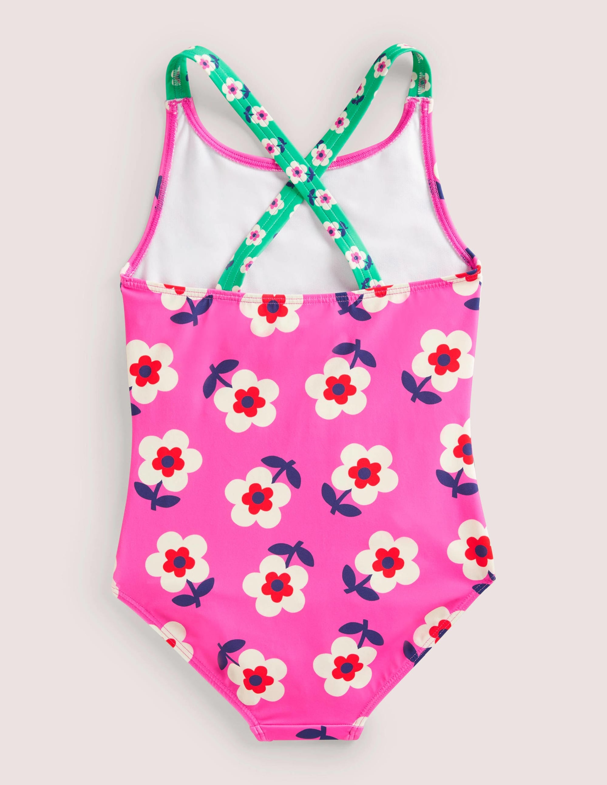 Cross-back Printed Swimsuit-Tickled Pink Daisy - Image 2