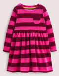 Velour Stripe Dress-Shocking Pink/ Damson Burgundy