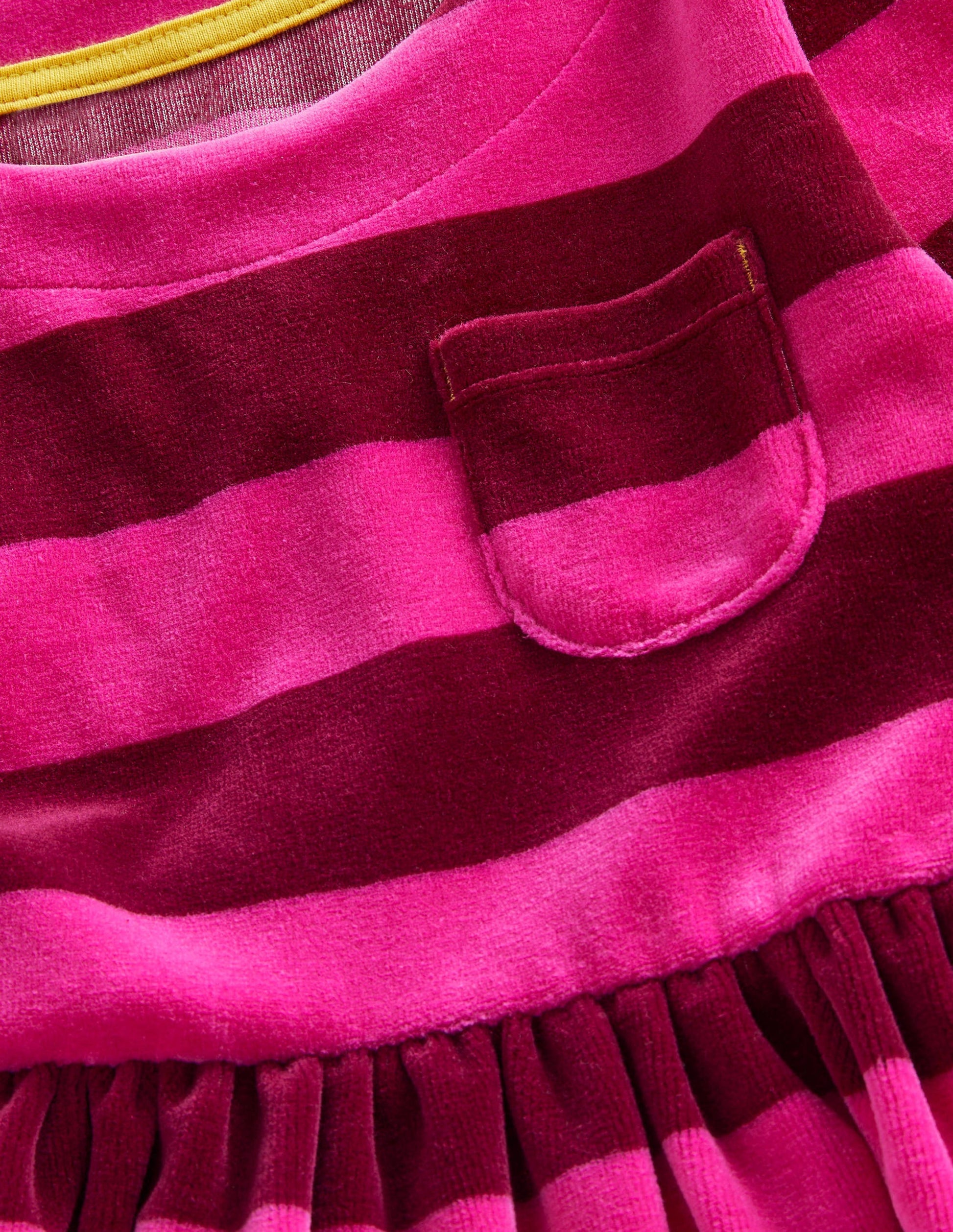 Velour Stripe Dress-Shocking Pink/ Damson Burgundy-3