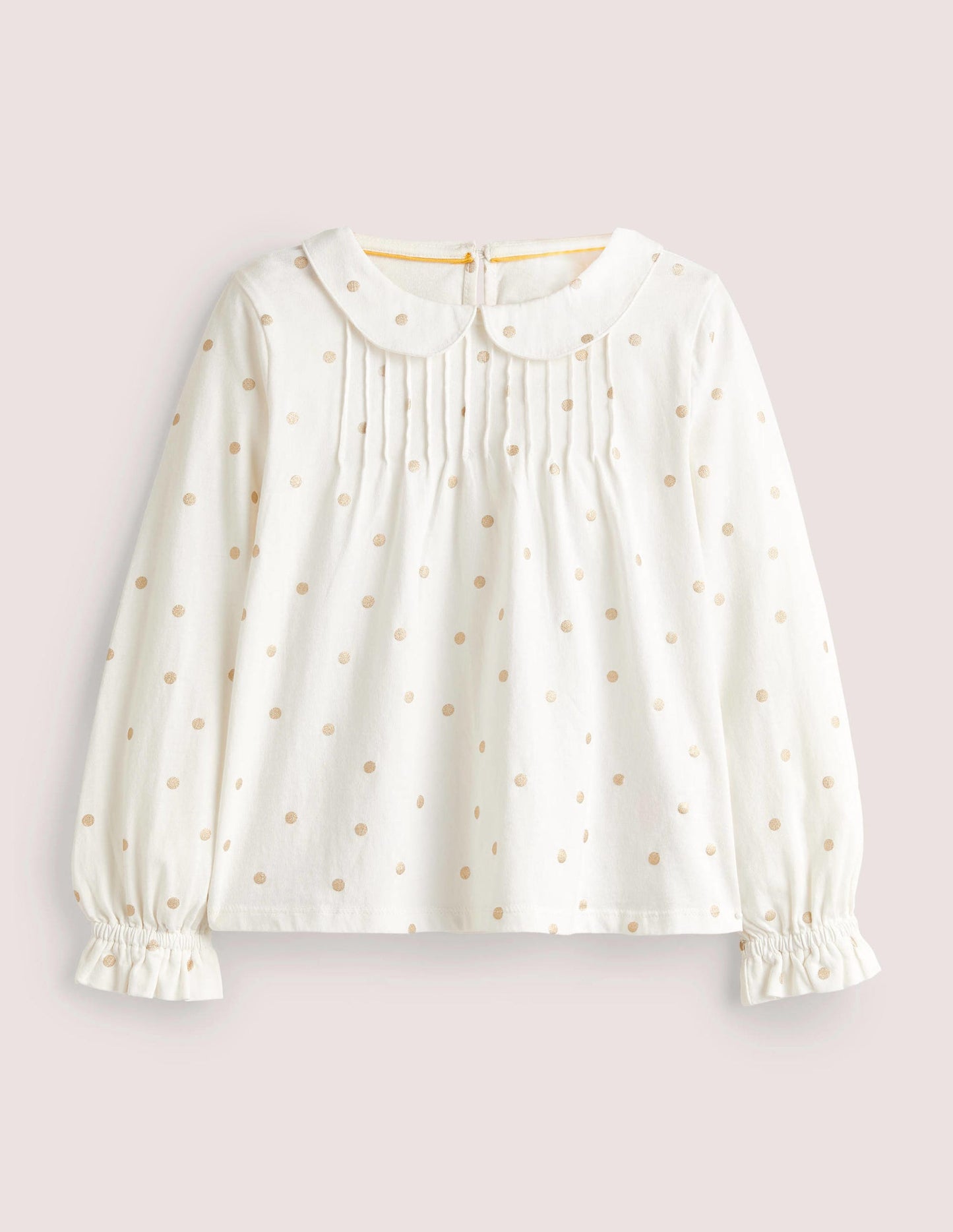 Collared Jersey Top-Ivory Confetti Foil Spot