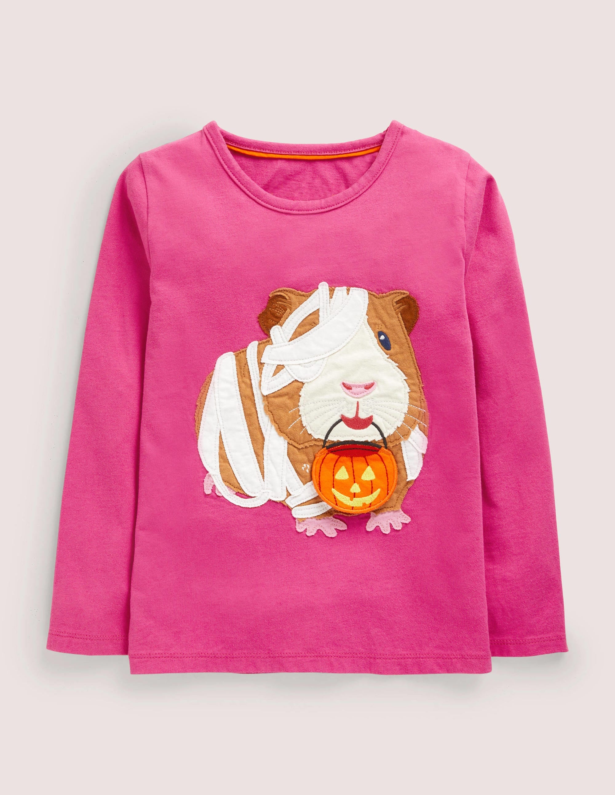 Halloween Appliqué T-shirt-Tickled Pink Guinea Pig - Image 1