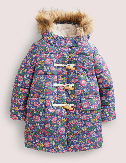 Floral Fleece-Lined Hooded Puffer Jacket-Starboard Vintage Floral-1