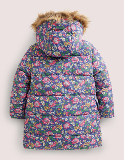 Floral Fleece-Lined Hooded Puffer Jacket-Starboard Vintage Floral-2