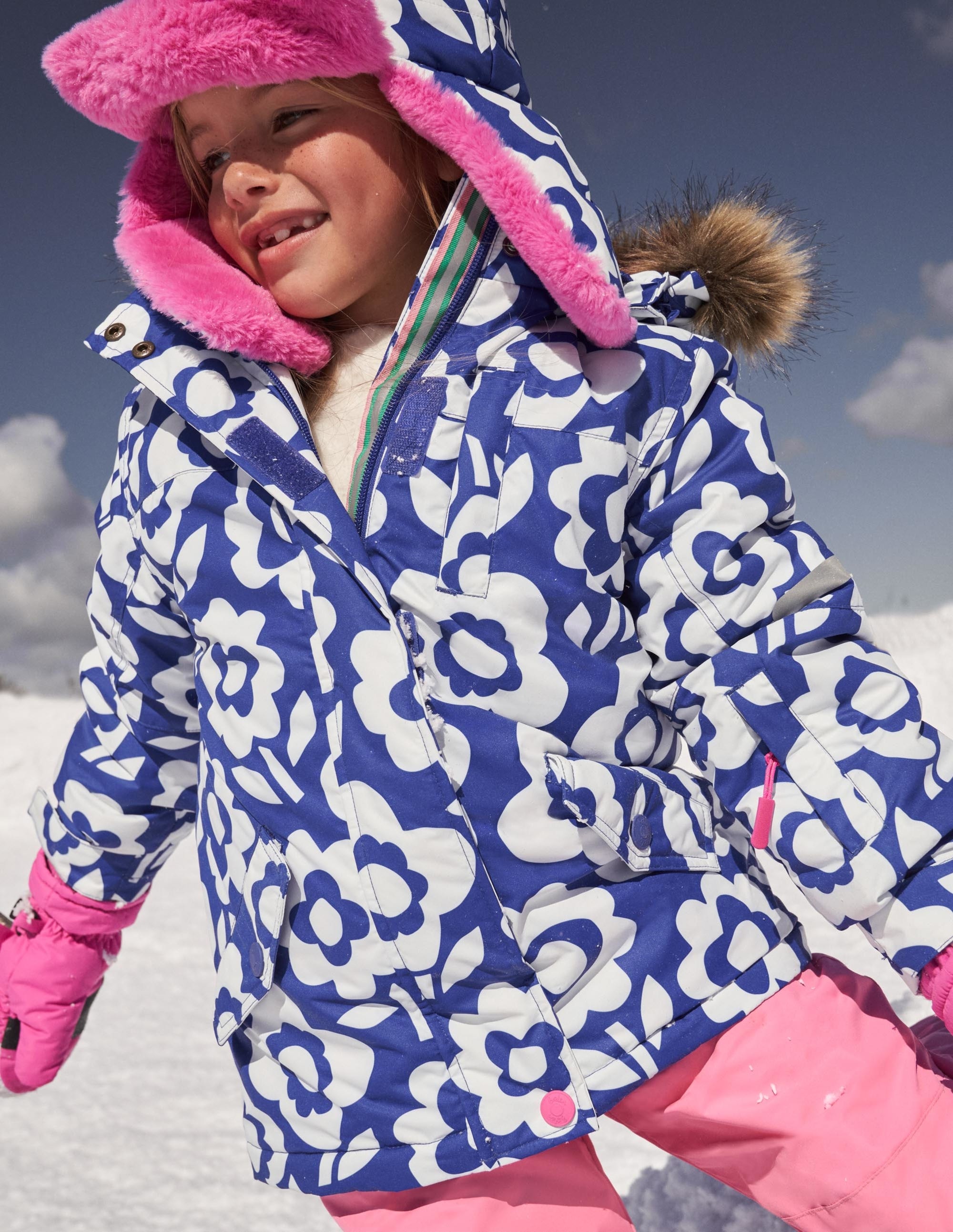 All-Weather Waterproof Jacket-Ivory/Bluing Blue Floral - Image 9