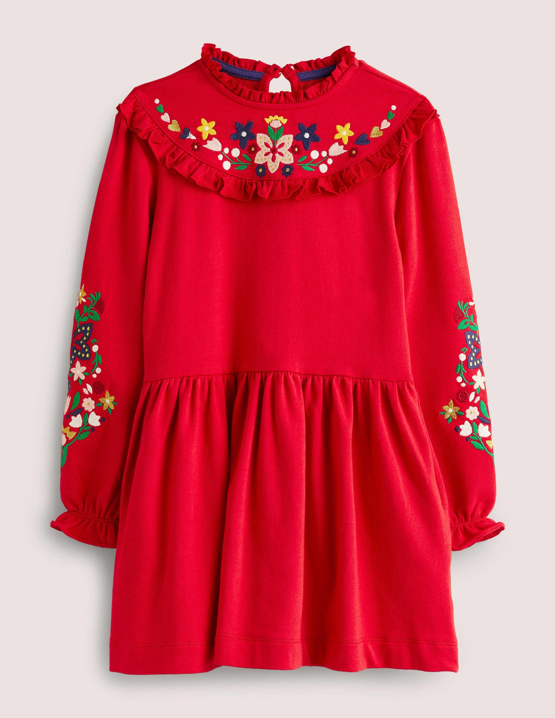 Embroidered Sweat Dress-Rockabilly Red-1