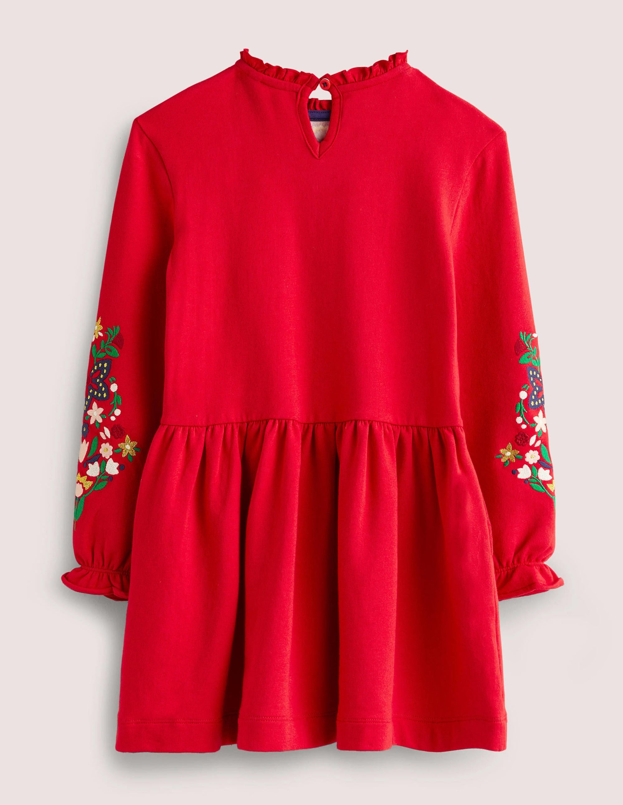 Embroidered Sweat Dress-Rockabilly Red - Image 2