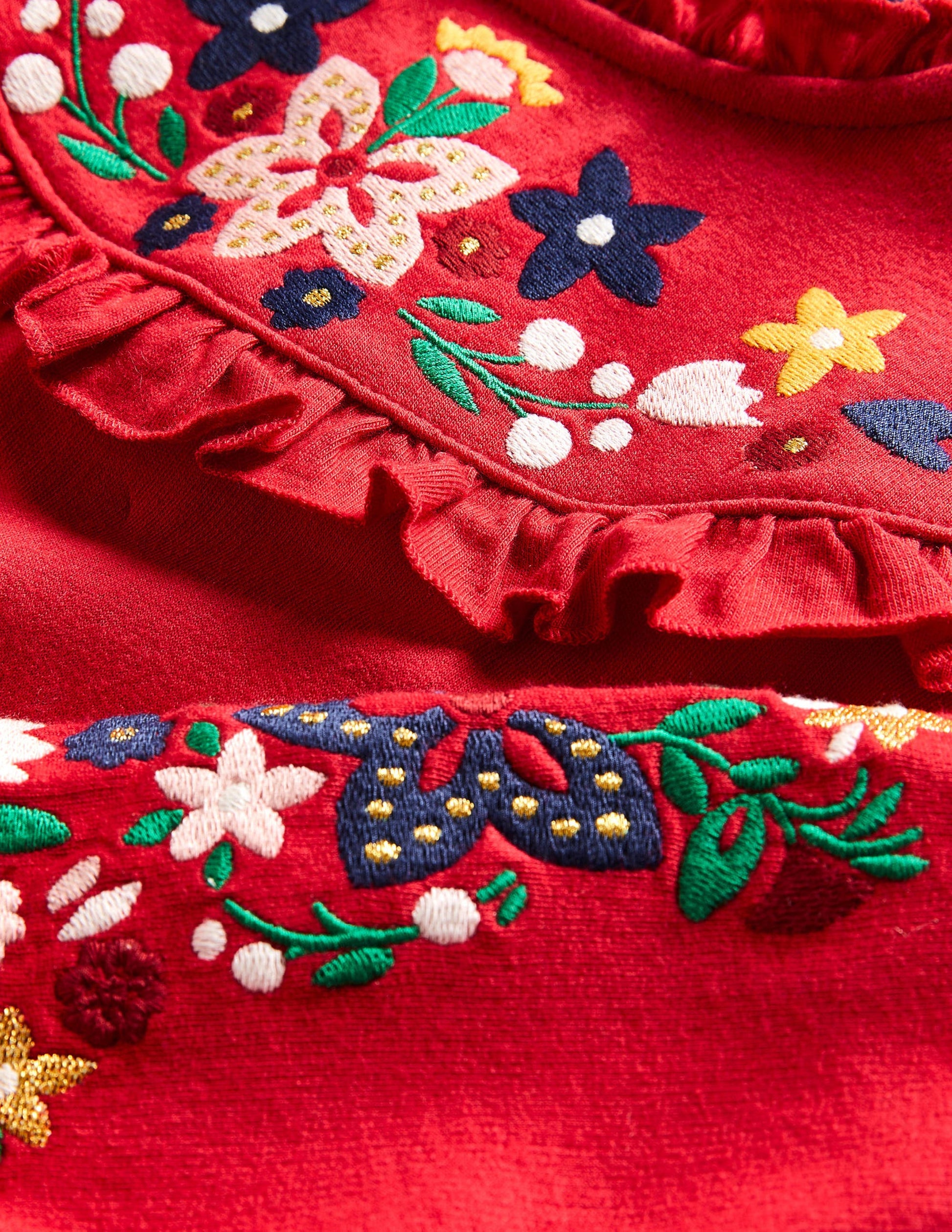 Embroidered Sweat Dress-Rockabilly Red-3