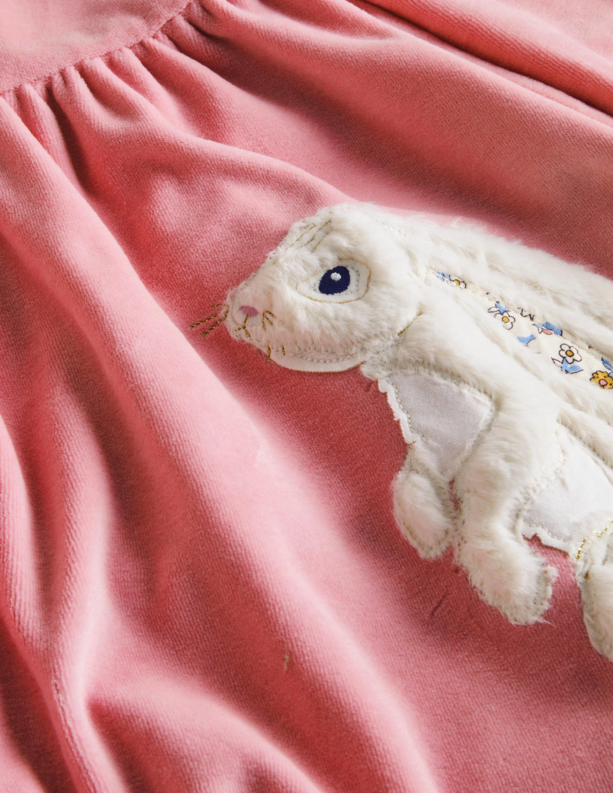 Twirly Velour Appliqué Dress-Cameo Pink Bunny - Image 3