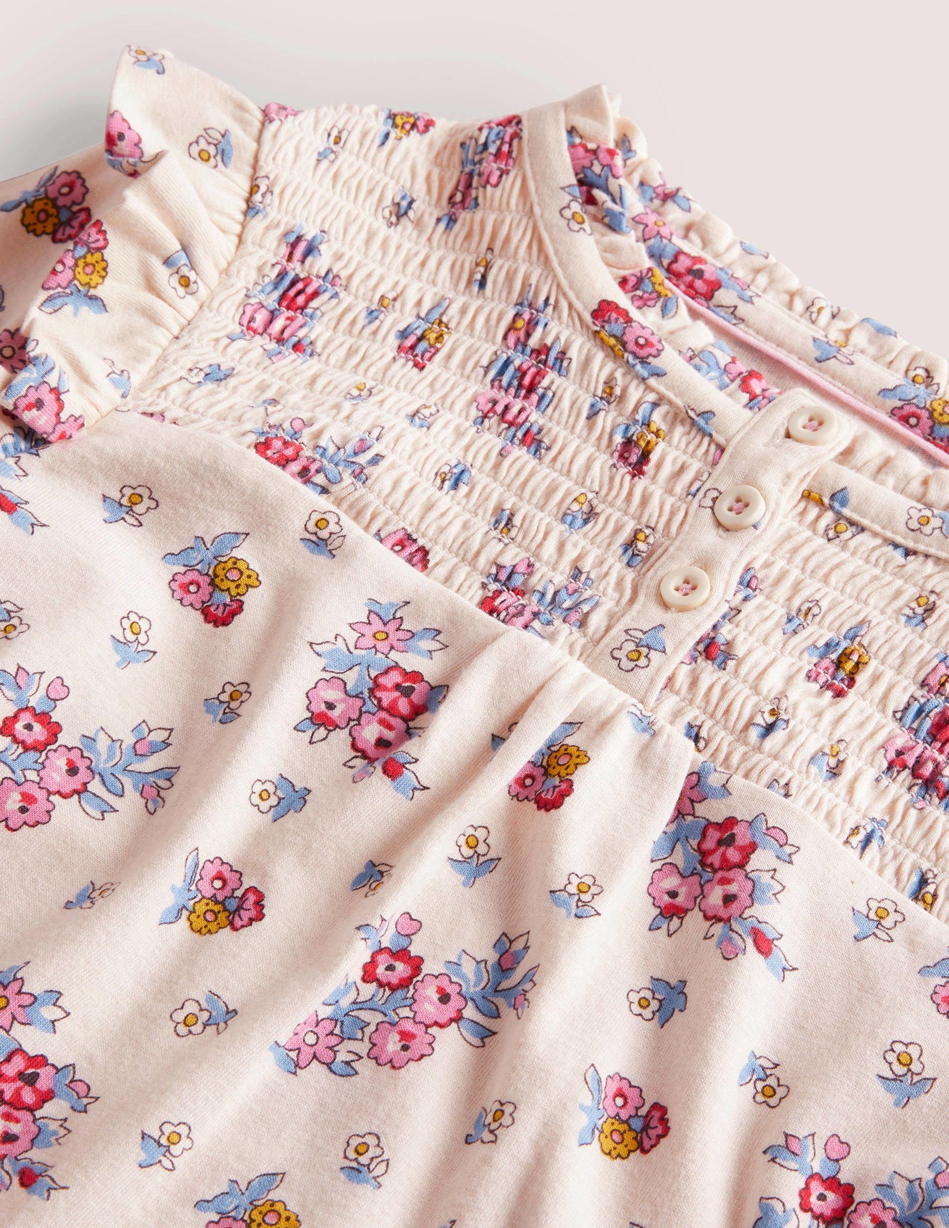 Smocked Placket Top-Vanilla Pod Flower Bouquet-3