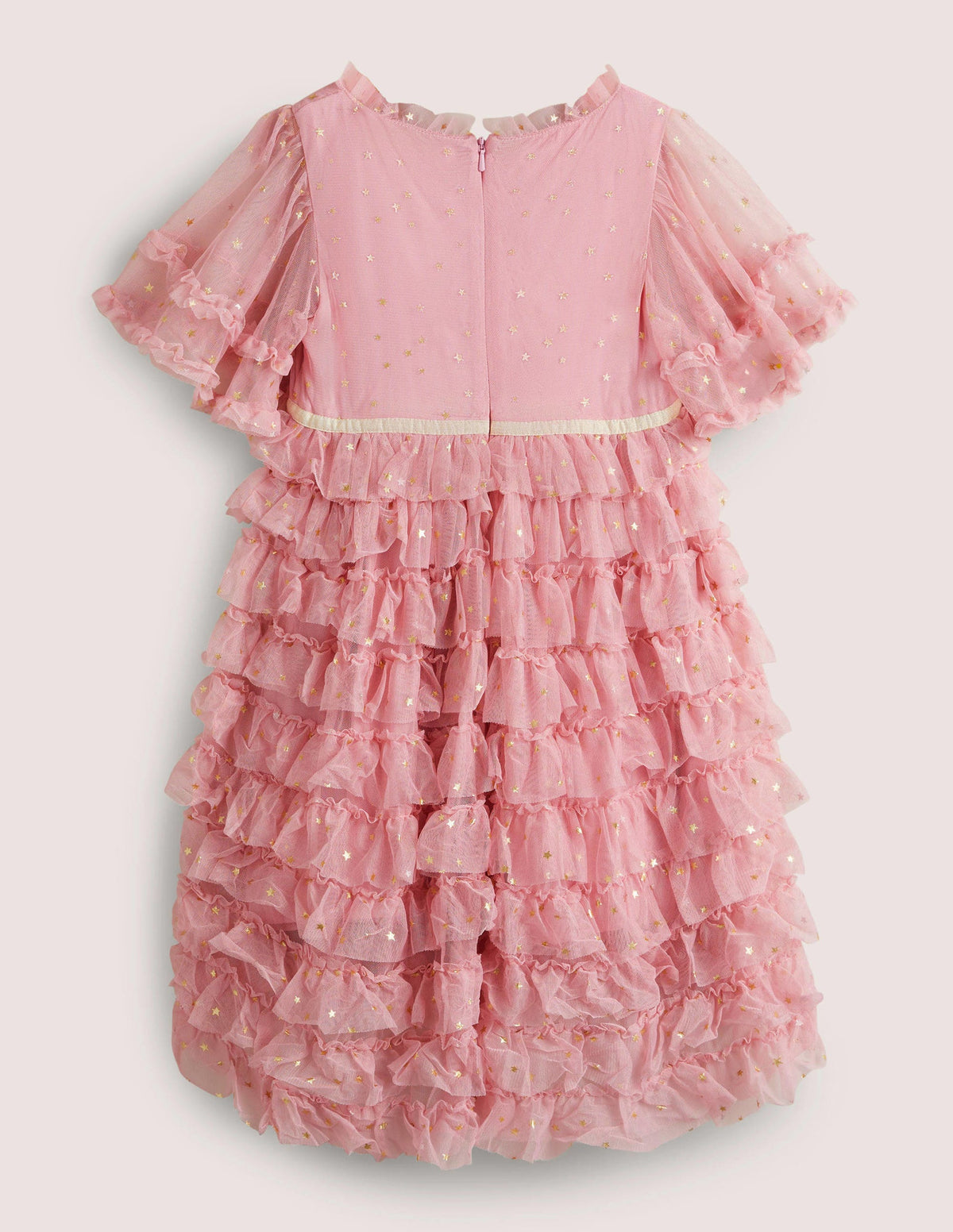Pink Gold Star Print Ruffle Tulle Party Dress-Cameo Pink - Image 2