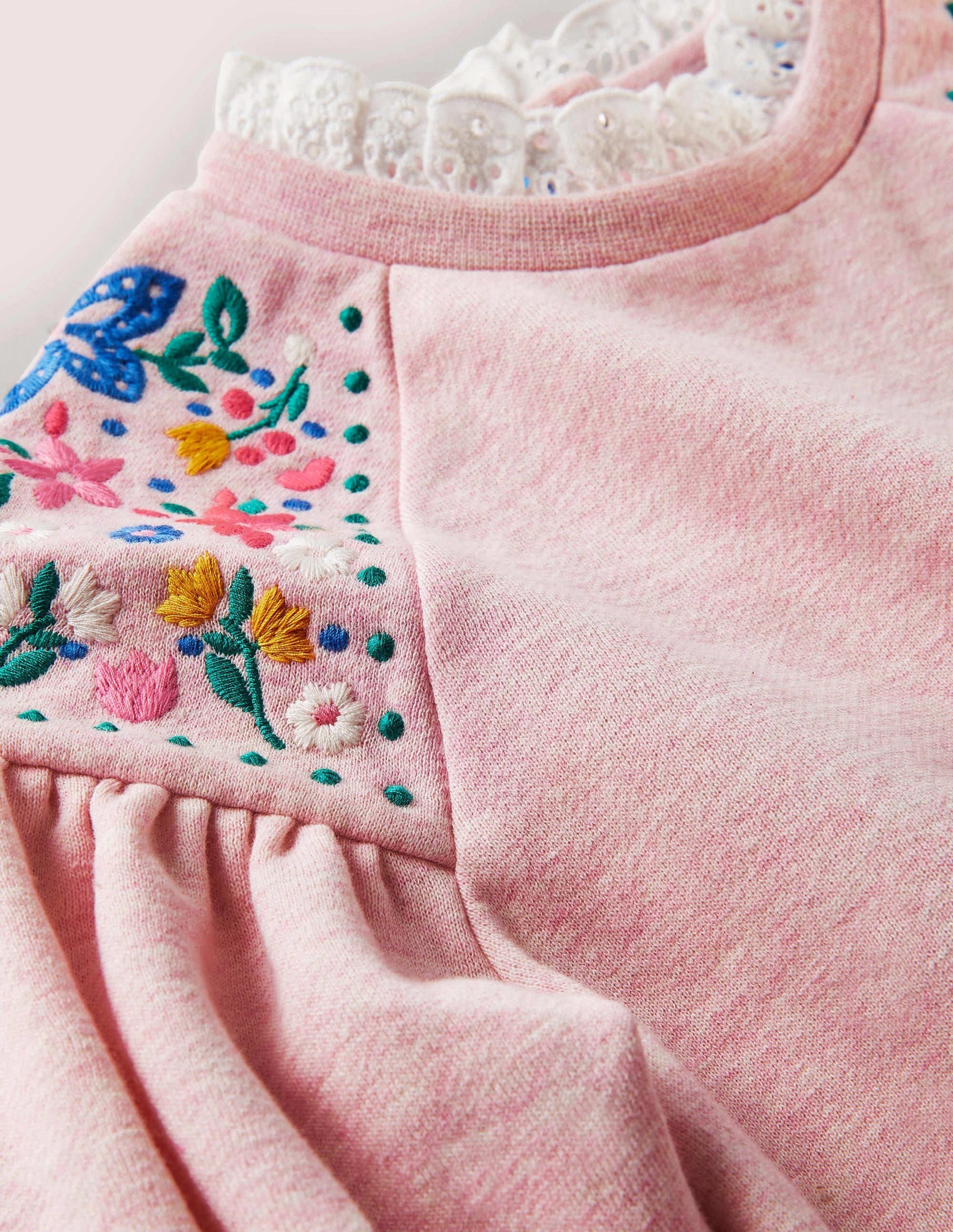 Embroidered Sweatshirt-Pink Marl - Image 3