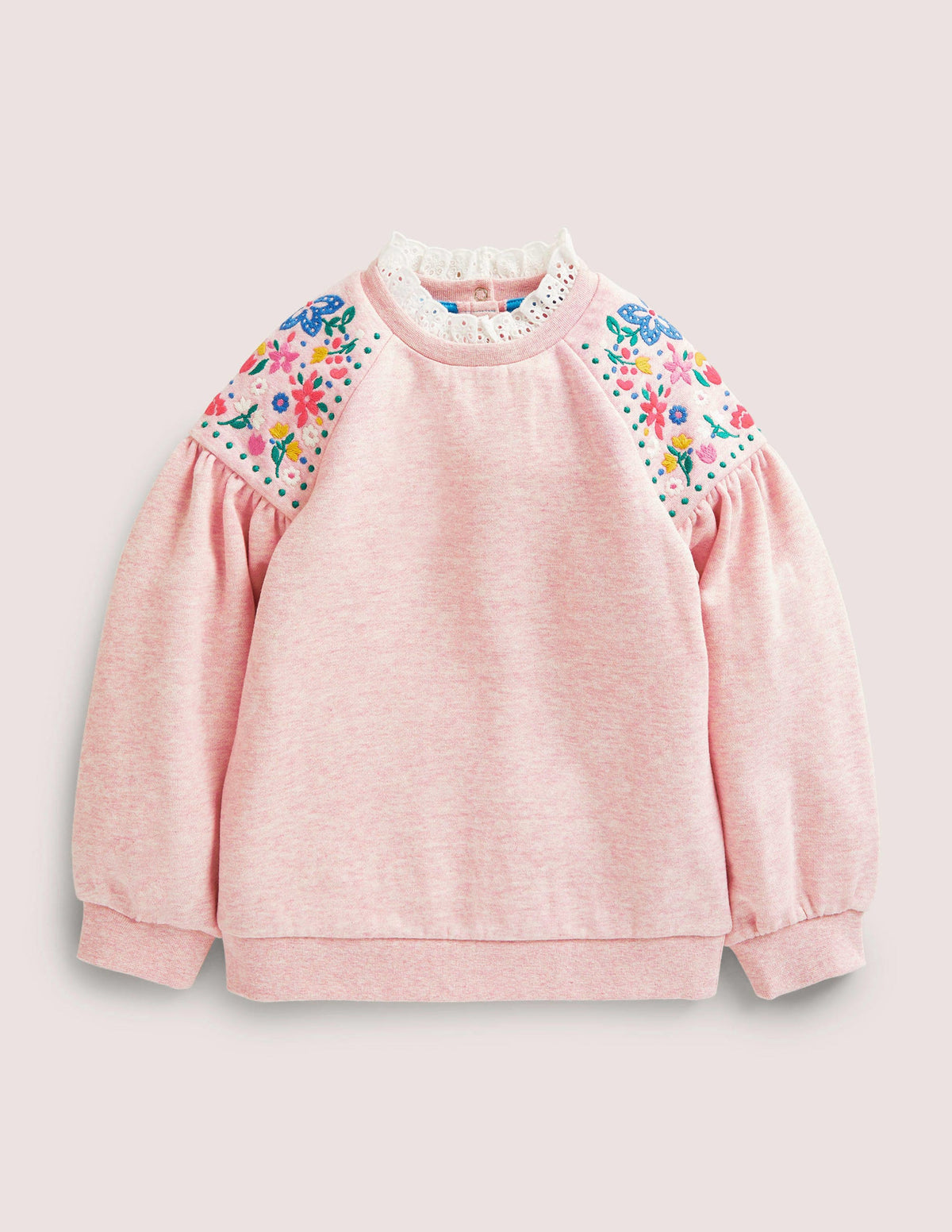 Embroidered Sweatshirt-Pink Marl - Image 1