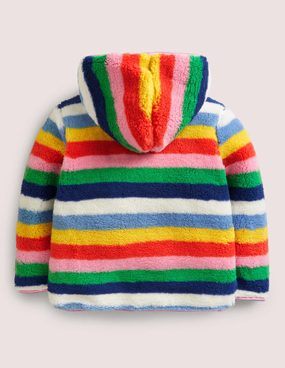 Cosy Reversible Fleece Hoodie-Blue Multi Stripe-2