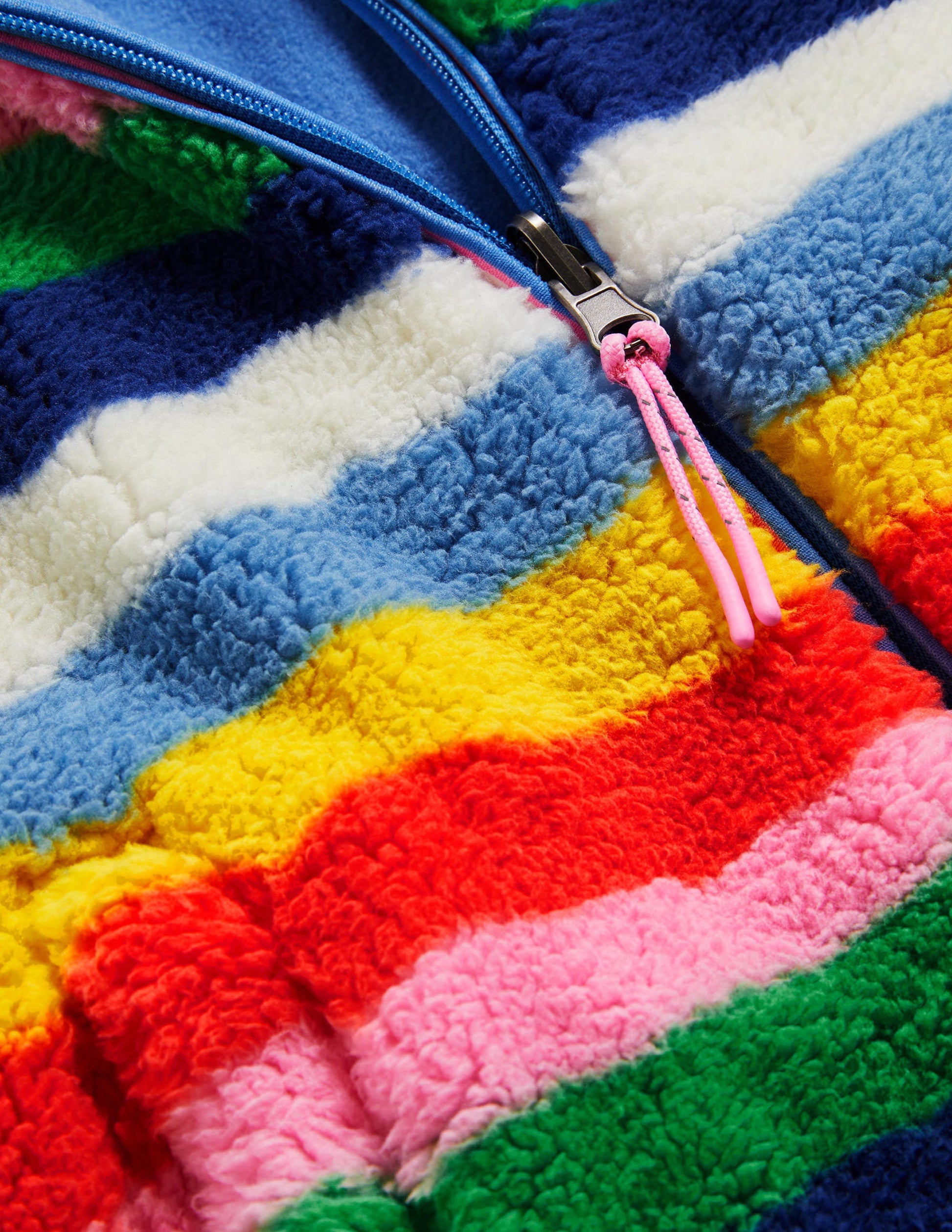 Cosy Reversible Fleece Hoodie-Blue Multi Stripe-3