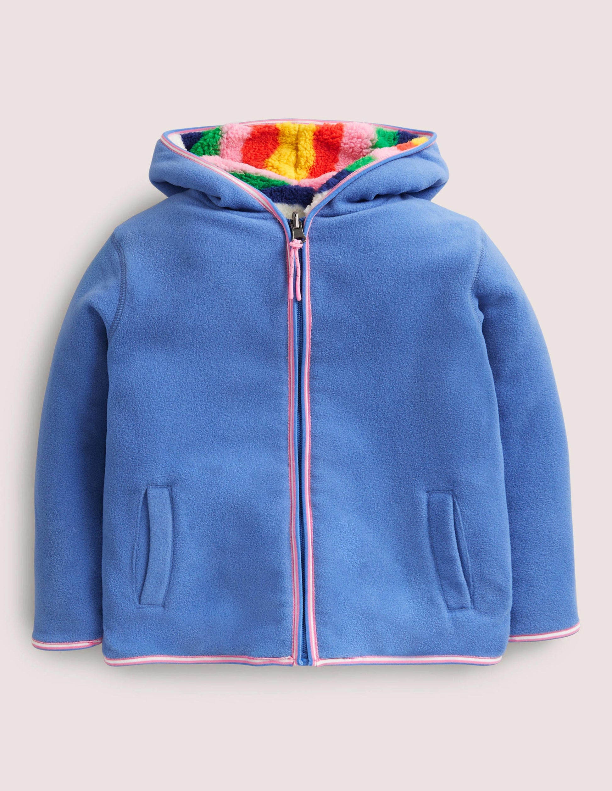 Cosy Reversible Fleece Hoodie-Blue Multi Stripe-4