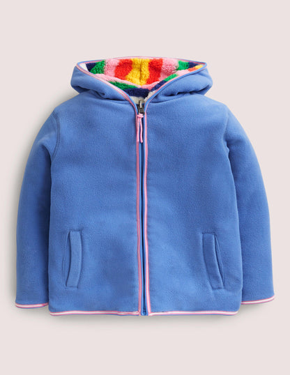 Cosy Reversible Fleece Hoodie-Blue Multi Stripe-4