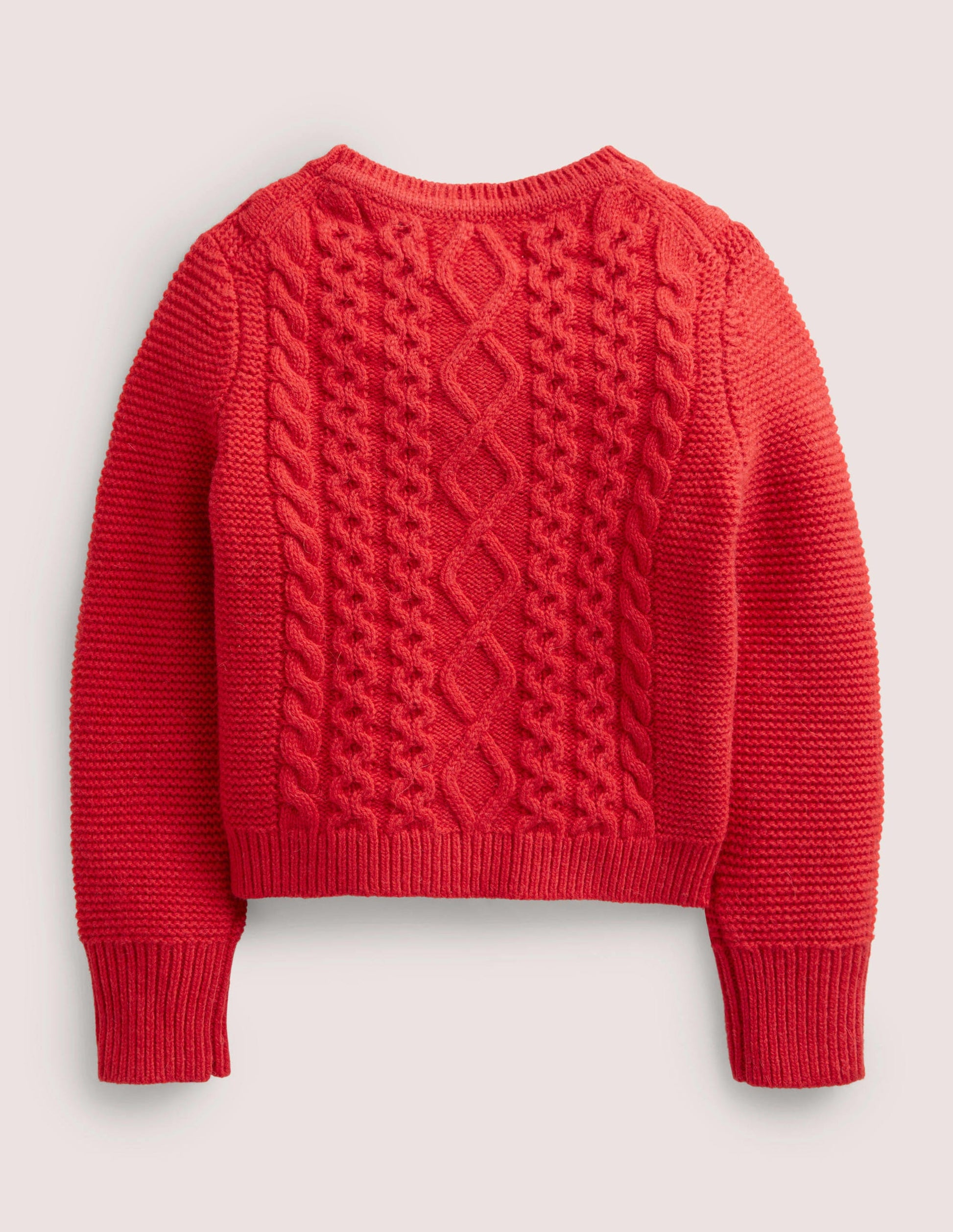 Cropped Cable Jumper-Rockabilly Red-2