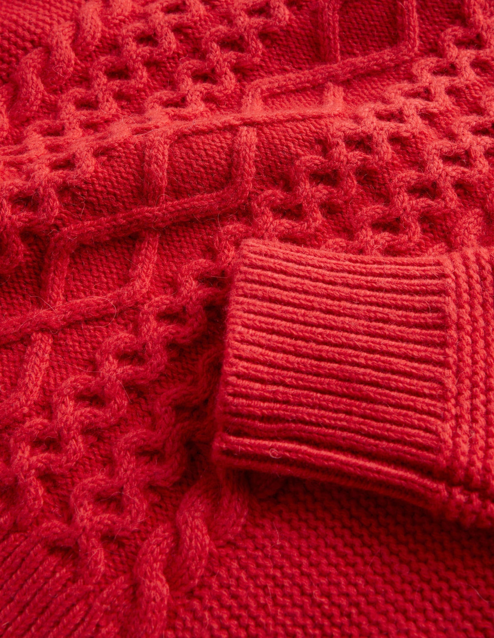 Cropped Cable Jumper-Rockabilly Red-3