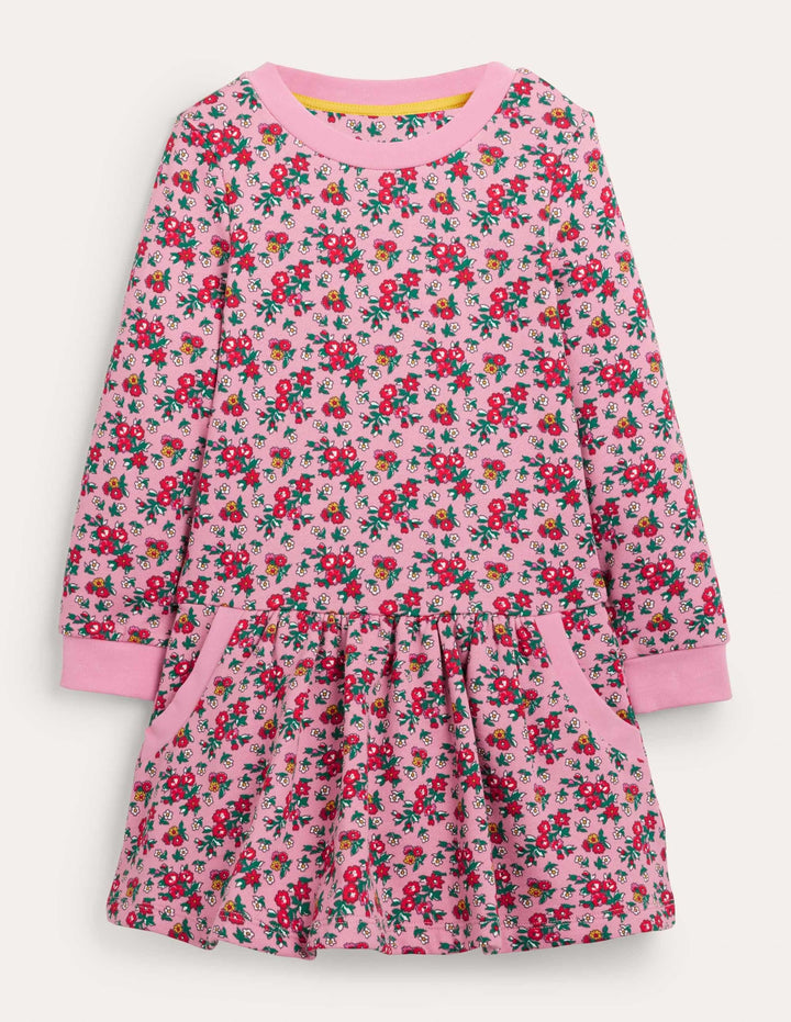 Cosy Printed Sweatshirt Dress-Formica Pink Floral