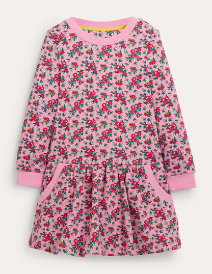 Cosy Printed Sweatshirt Dress-Formica Pink Floral-1