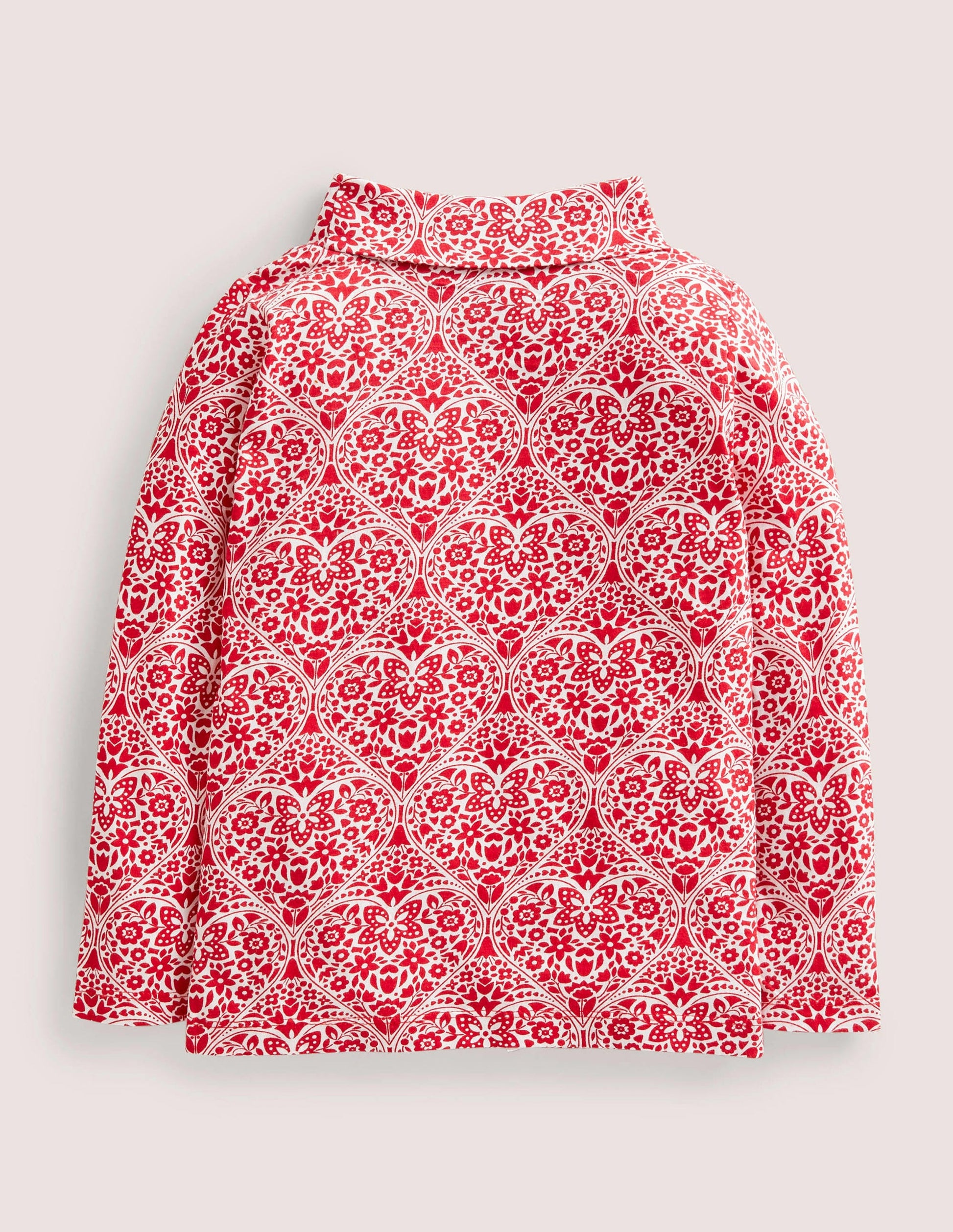 Roll Neck Supersoft T-shirt-Rockabilly Red Folk Hearts-2