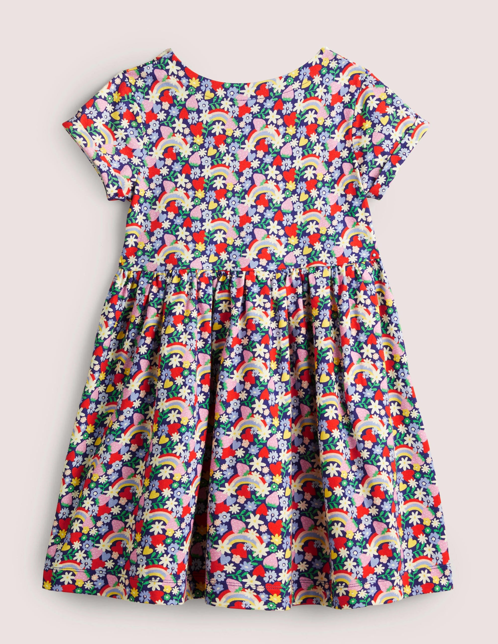 Short Sleeve Fun Jersey Dress-Multi Rainbow Ditsy - Image 2
