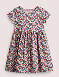 Short Sleeve Fun Jersey Dress-Multi Rainbow Ditsy