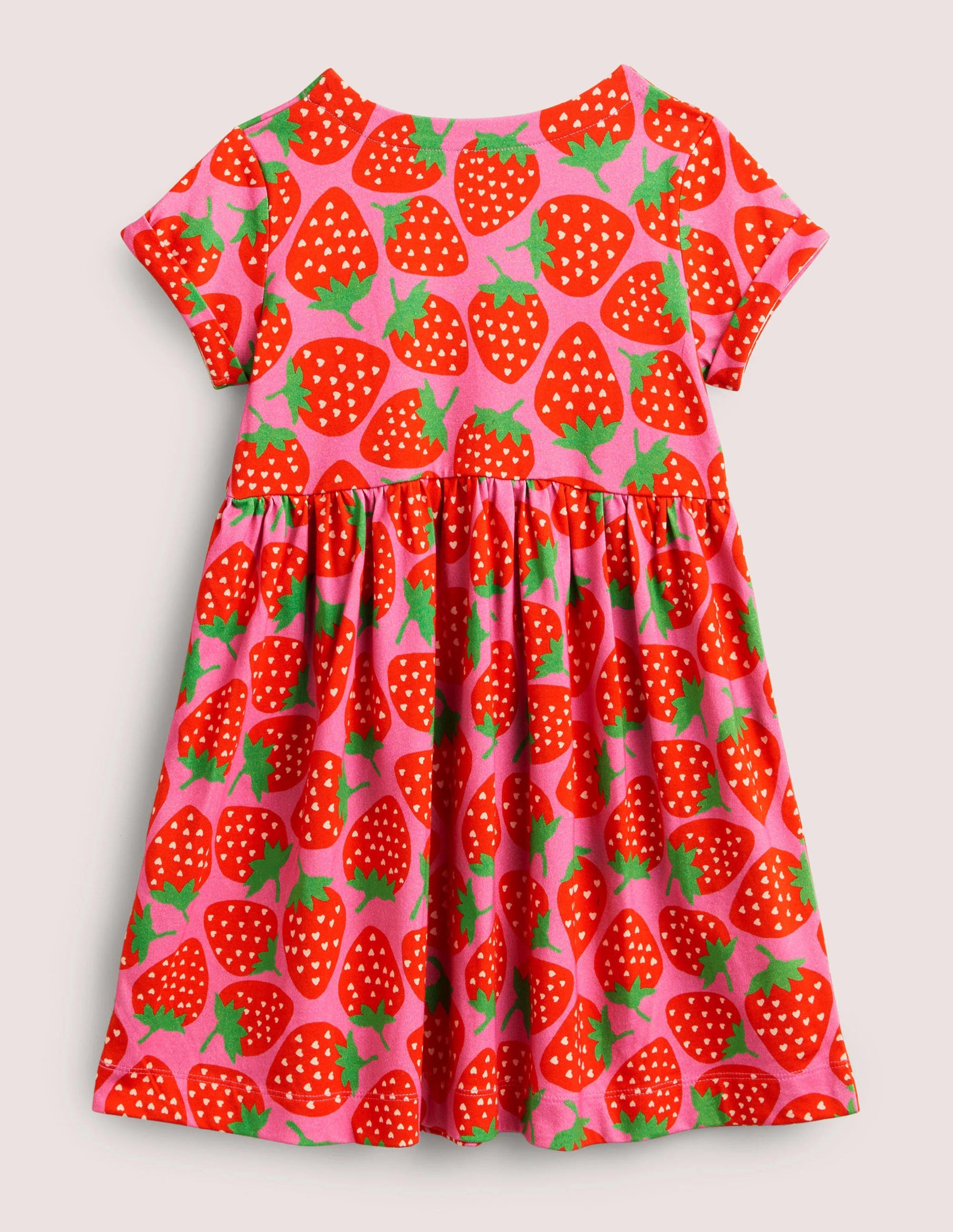 Short Sleeve Fun Jersey Dress-Tickled Pink Strawberries-2