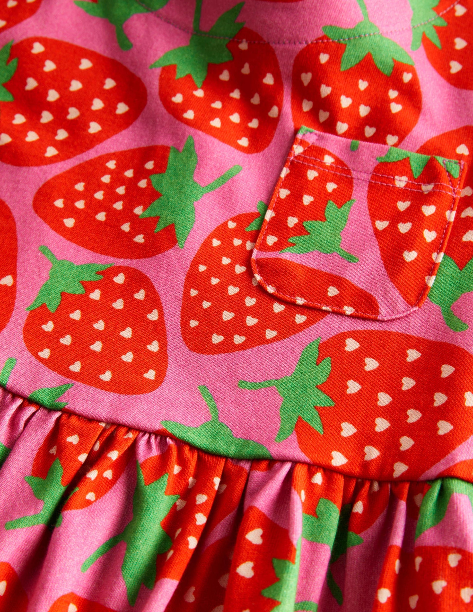 Short Sleeve Fun Jersey Dress-Tickled Pink Strawberries-3