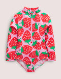 Long-sleeved Swimsuit-Tickled Pink Strawberries