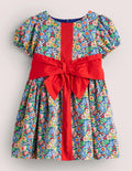 Floral Bow Party Dress-Multi Floral Bow