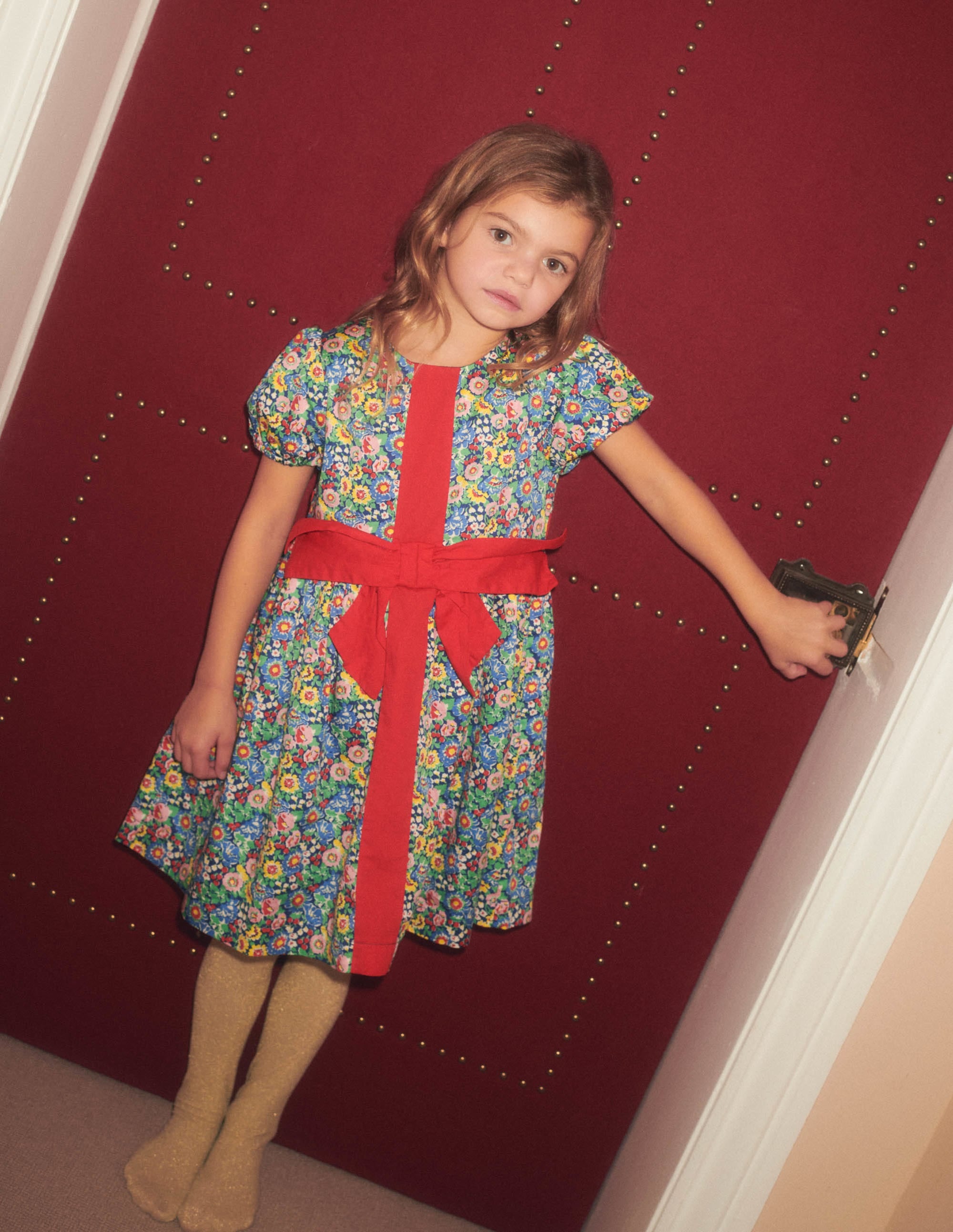 Floral Bow Party Dress-Multi Floral Bow - Image 5