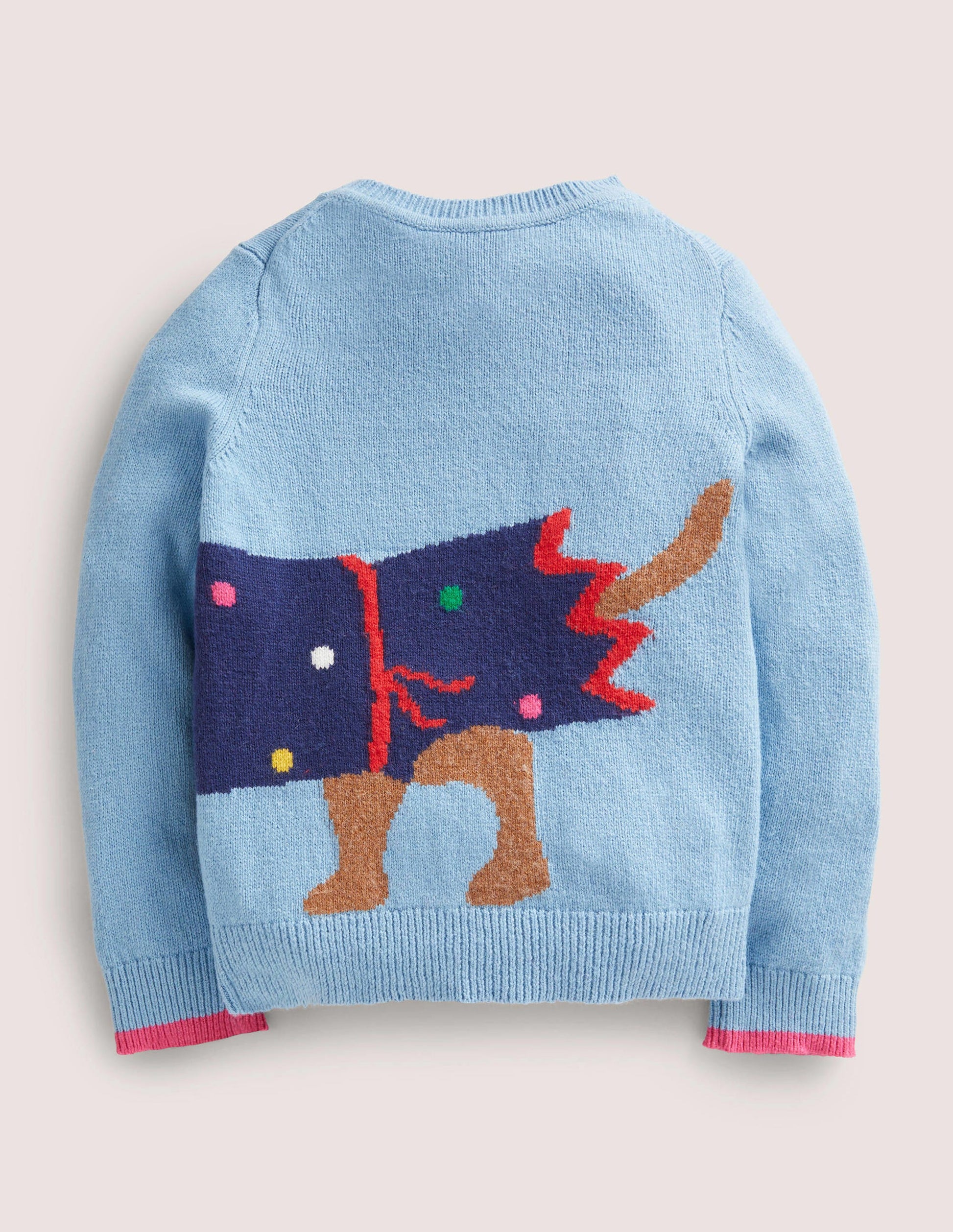 Blue Festive Dog Print Christmas Jumper-Dusty Blue Dog Cracker-2