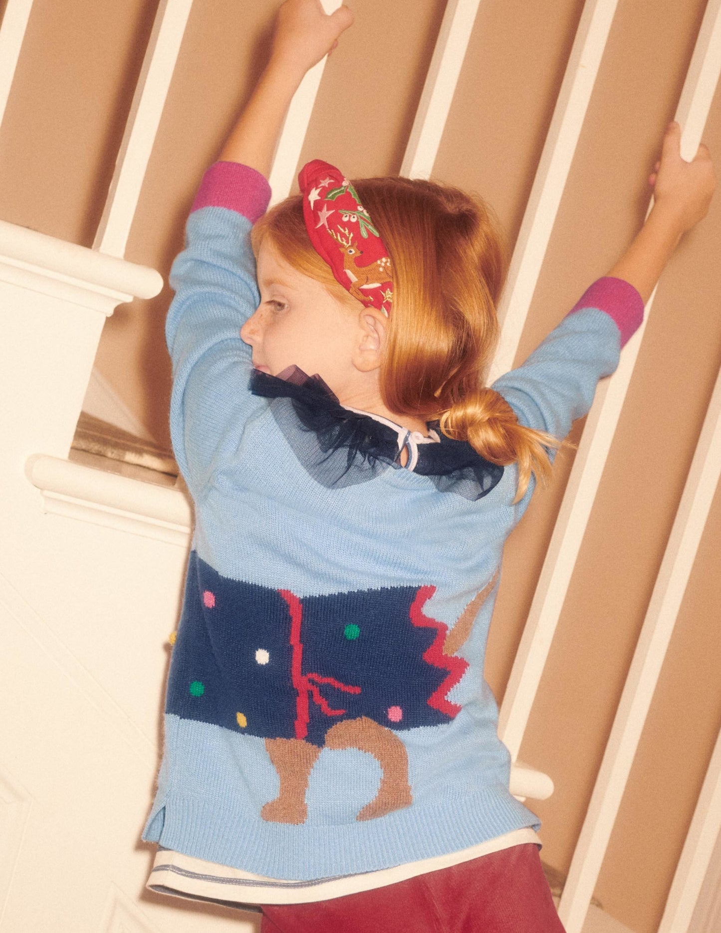 Blue Festive Dog Print Christmas Jumper-Dusty Blue Dog Cracker