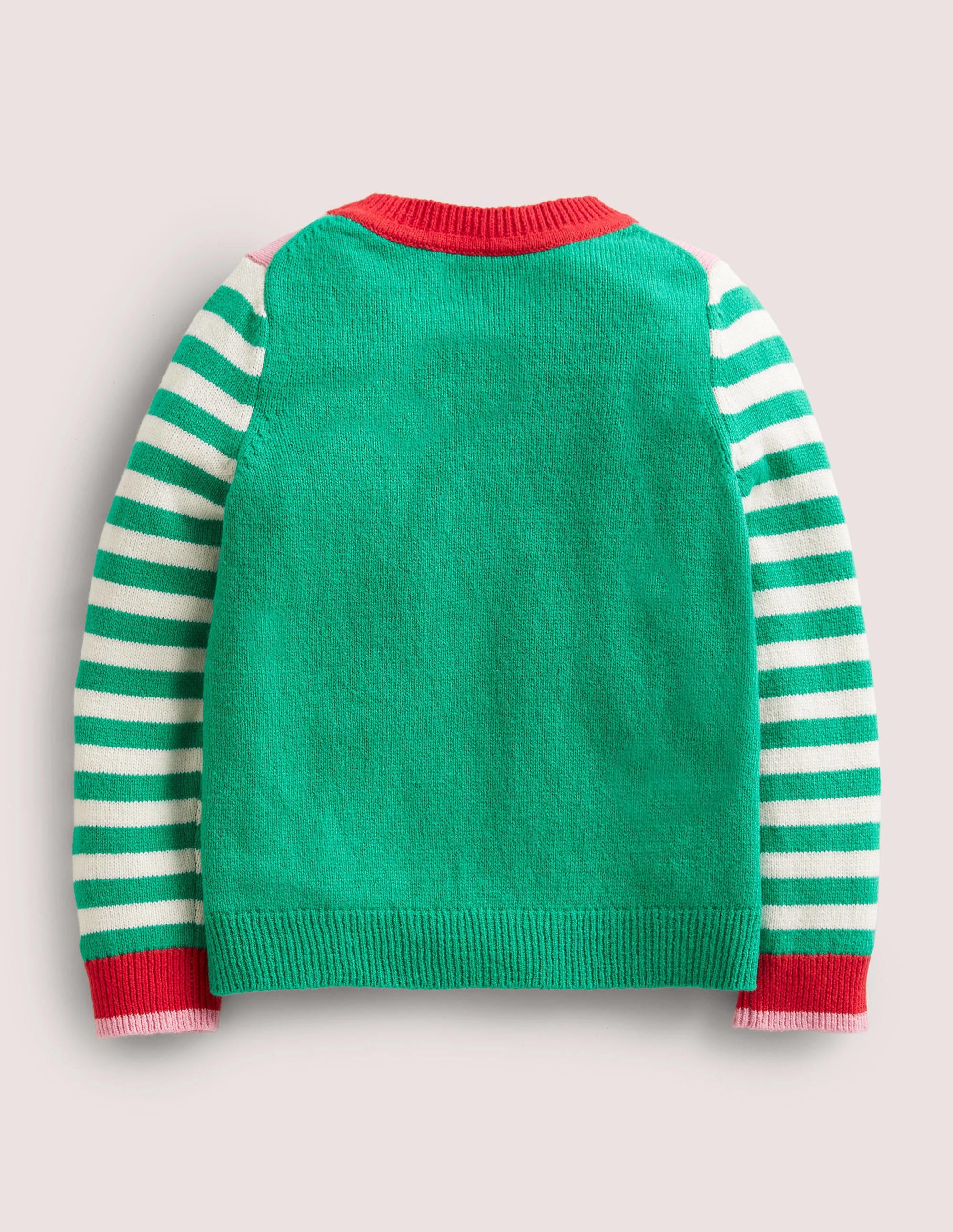 Green Stripe Elf Pompom Christmas Jumper-Green Pepper Elf - Image 2