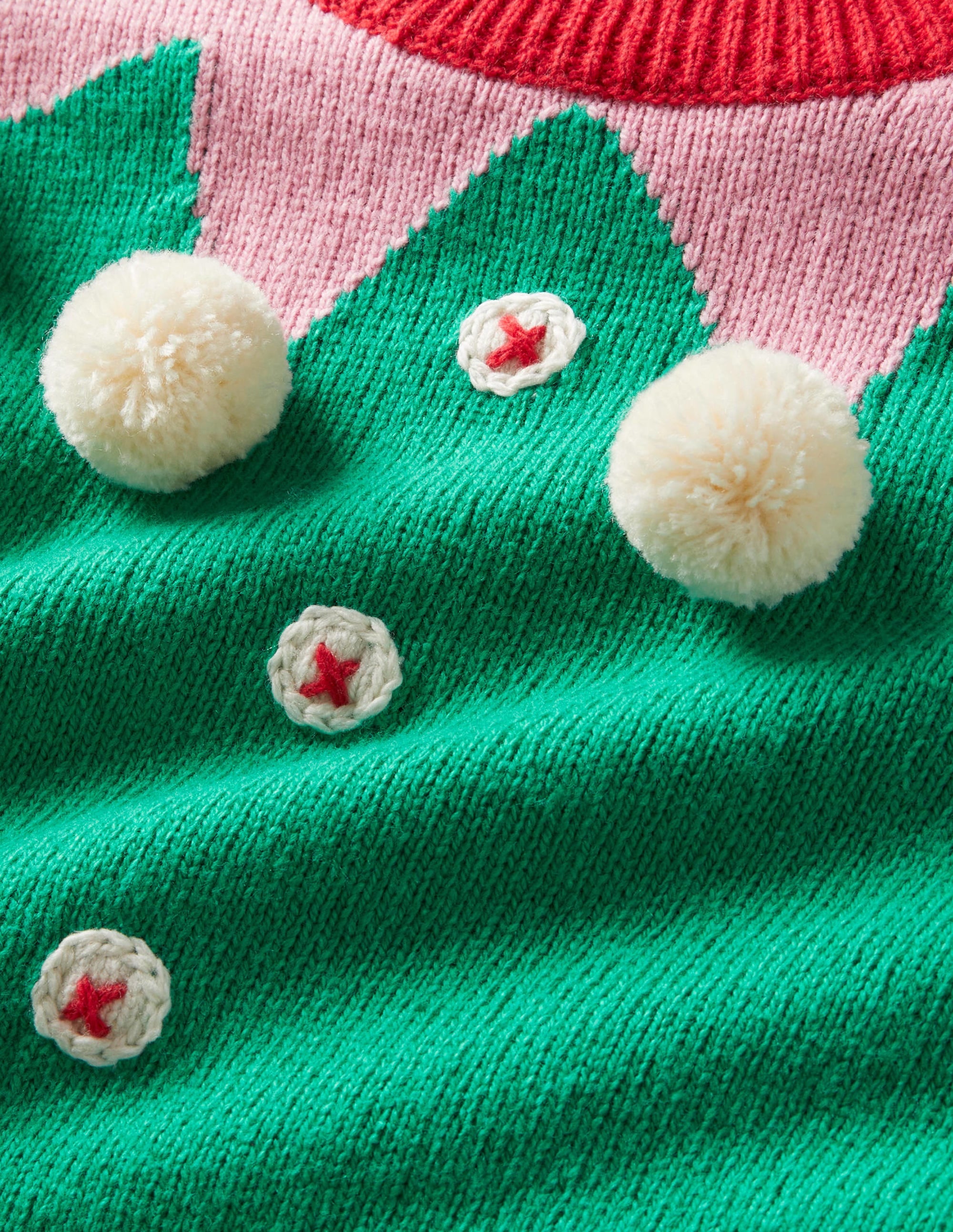 Green Stripe Elf Pompom Christmas Jumper-Green Pepper Elf - Image 3