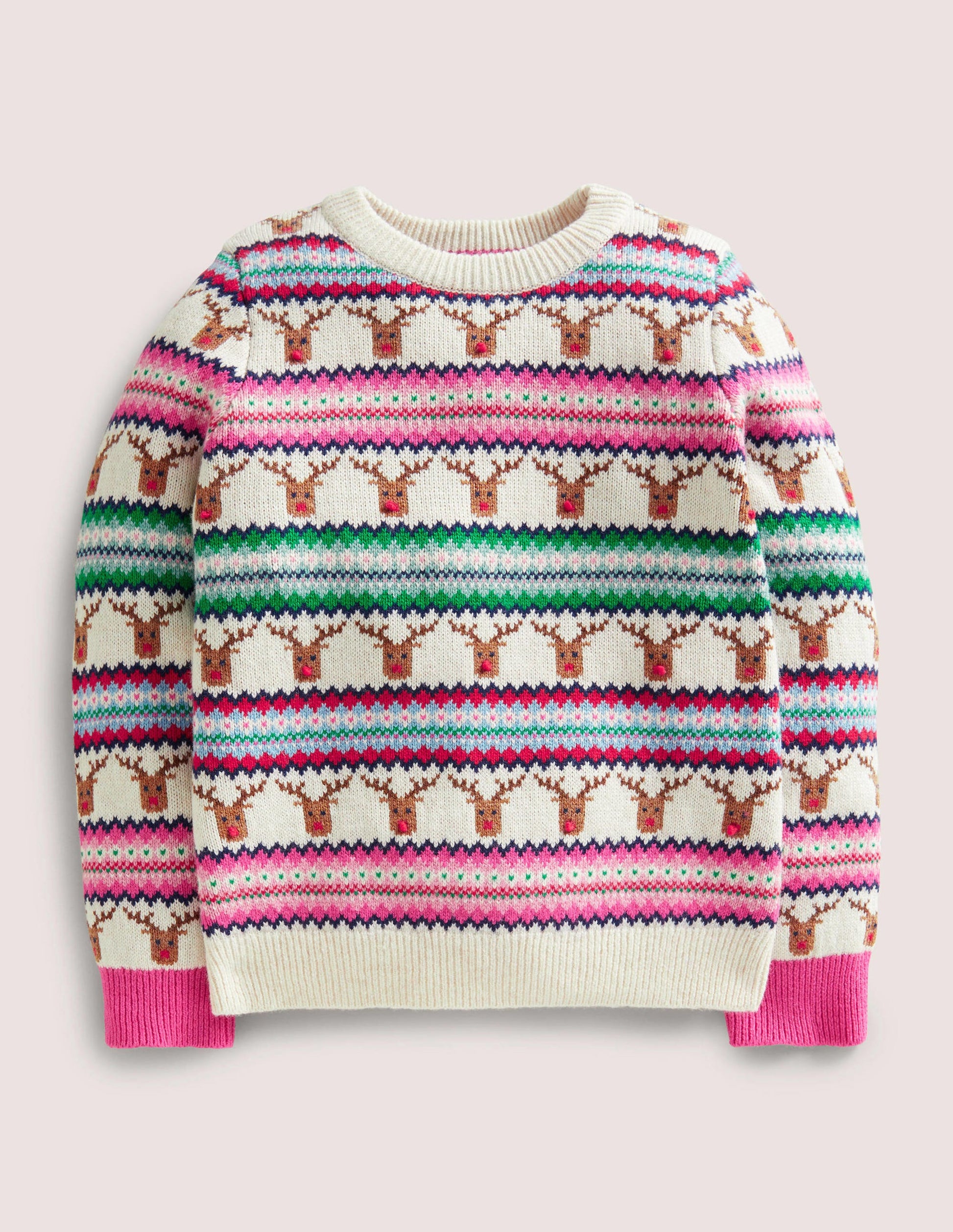 Reindeer Fair Isle Christmas Jumper-Multi Stripe Reindeer-1
