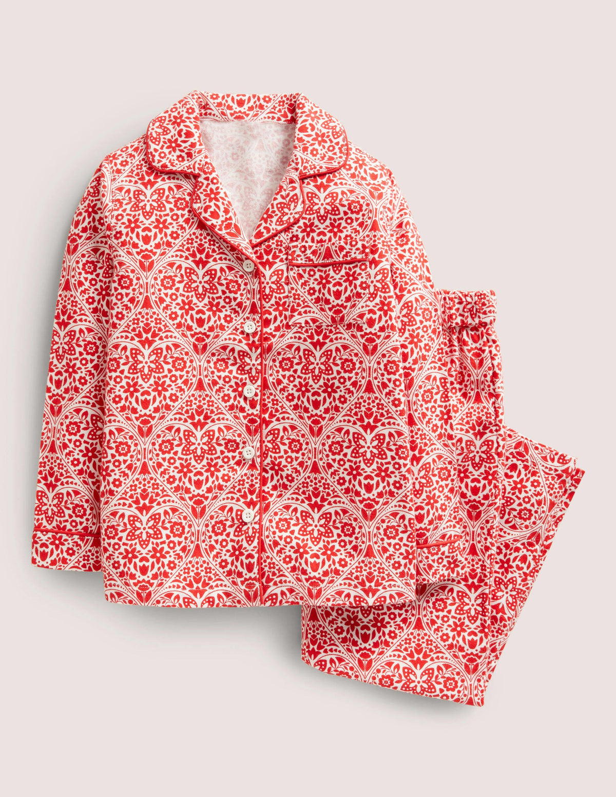 Woven Mini Me Pyjama Set-Rockabilly Red Folk Hearts - Image 1