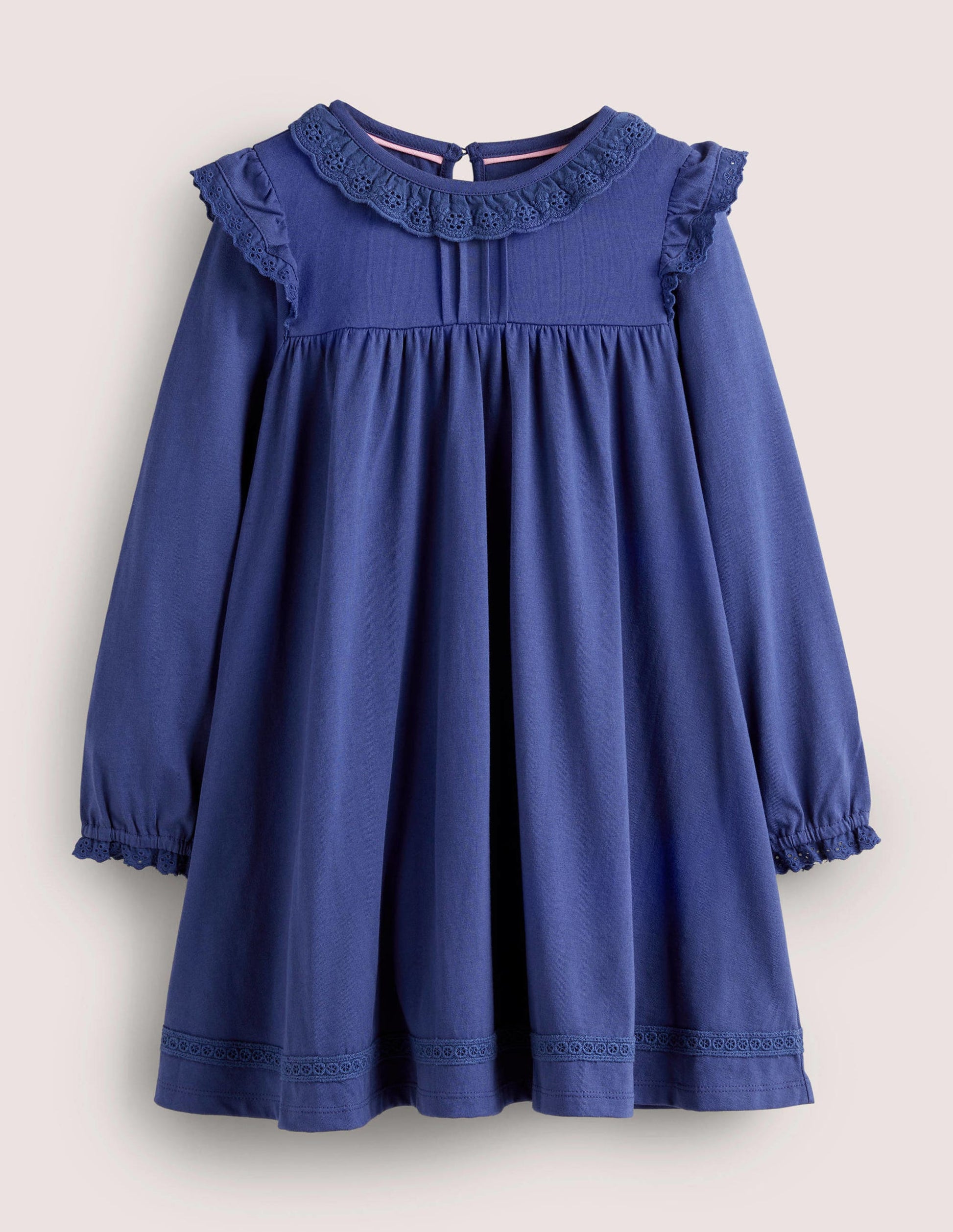 Broderie Frill Dress-Starboard Blue-1