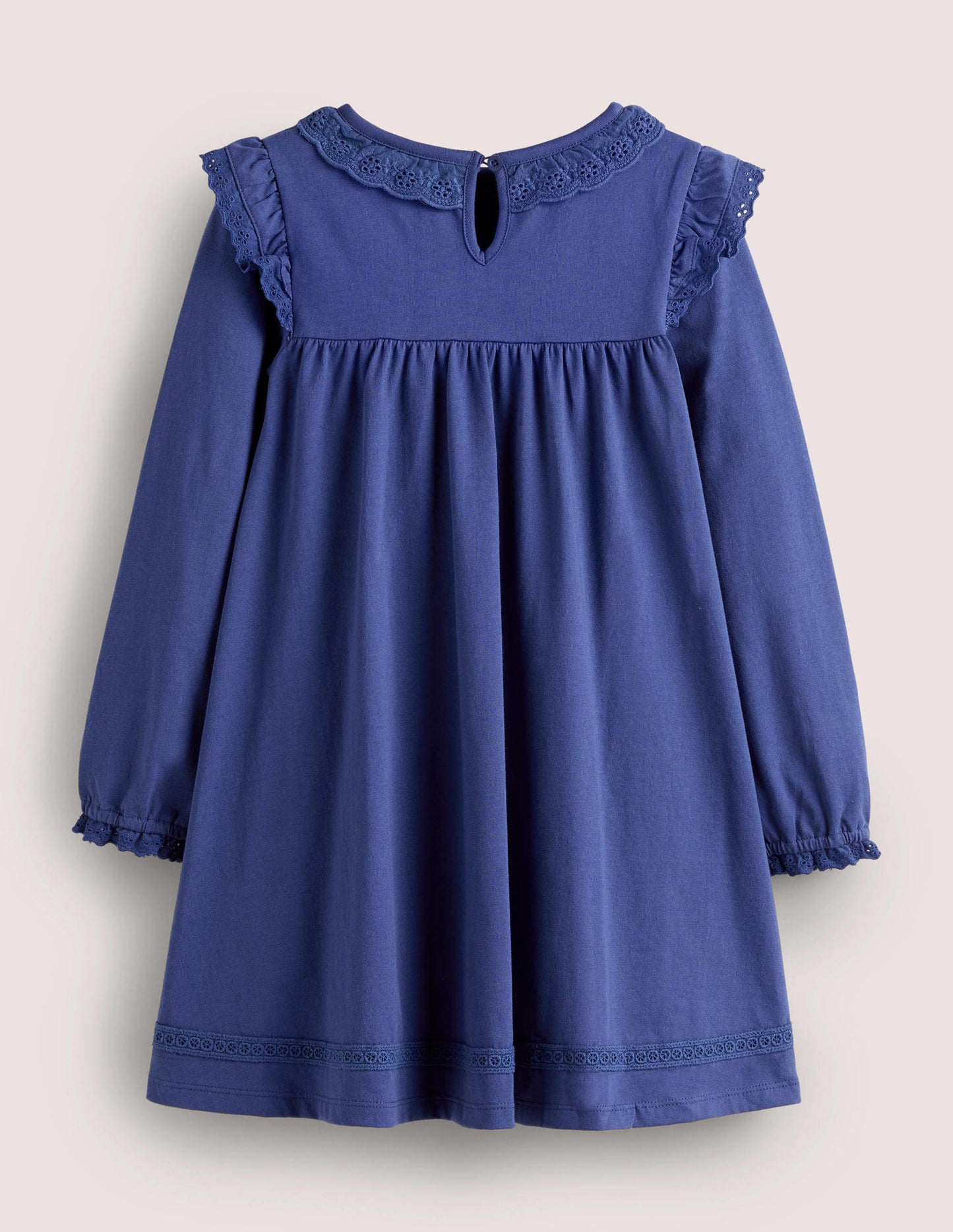 Broderie Frill Dress-Starboard Blue